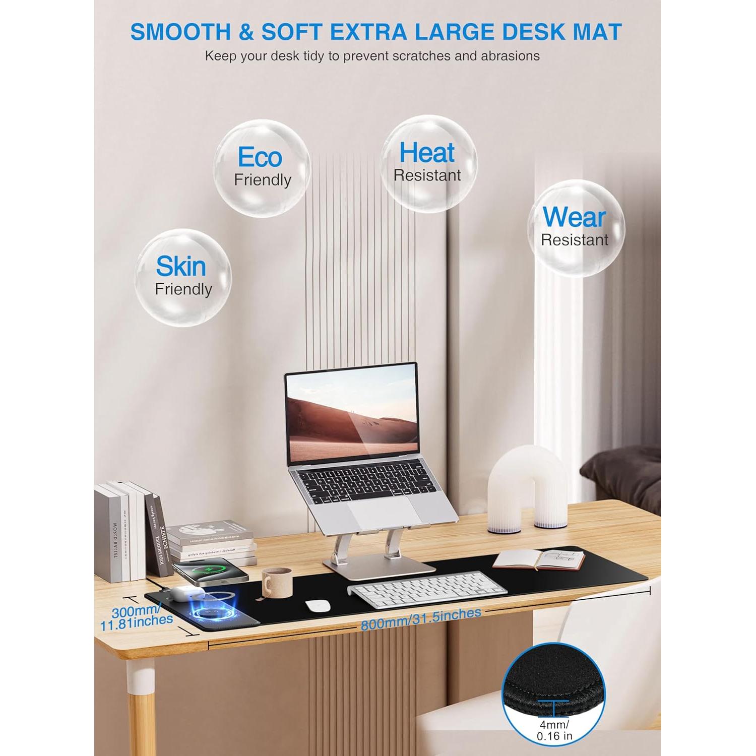 Alfombrilla de Ratón Inalámbrica TopMade 15W XL 80x30cm Negra