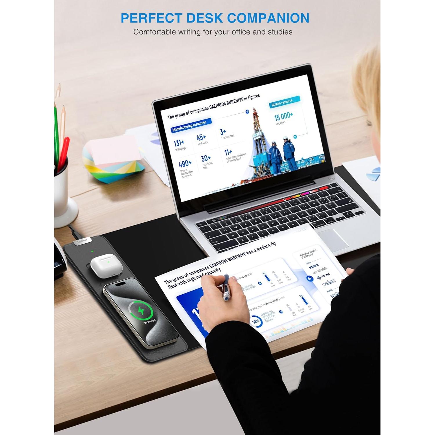 Alfombrilla de Ratón Inalámbrica TopMade 15W XL 80x30cm Negra