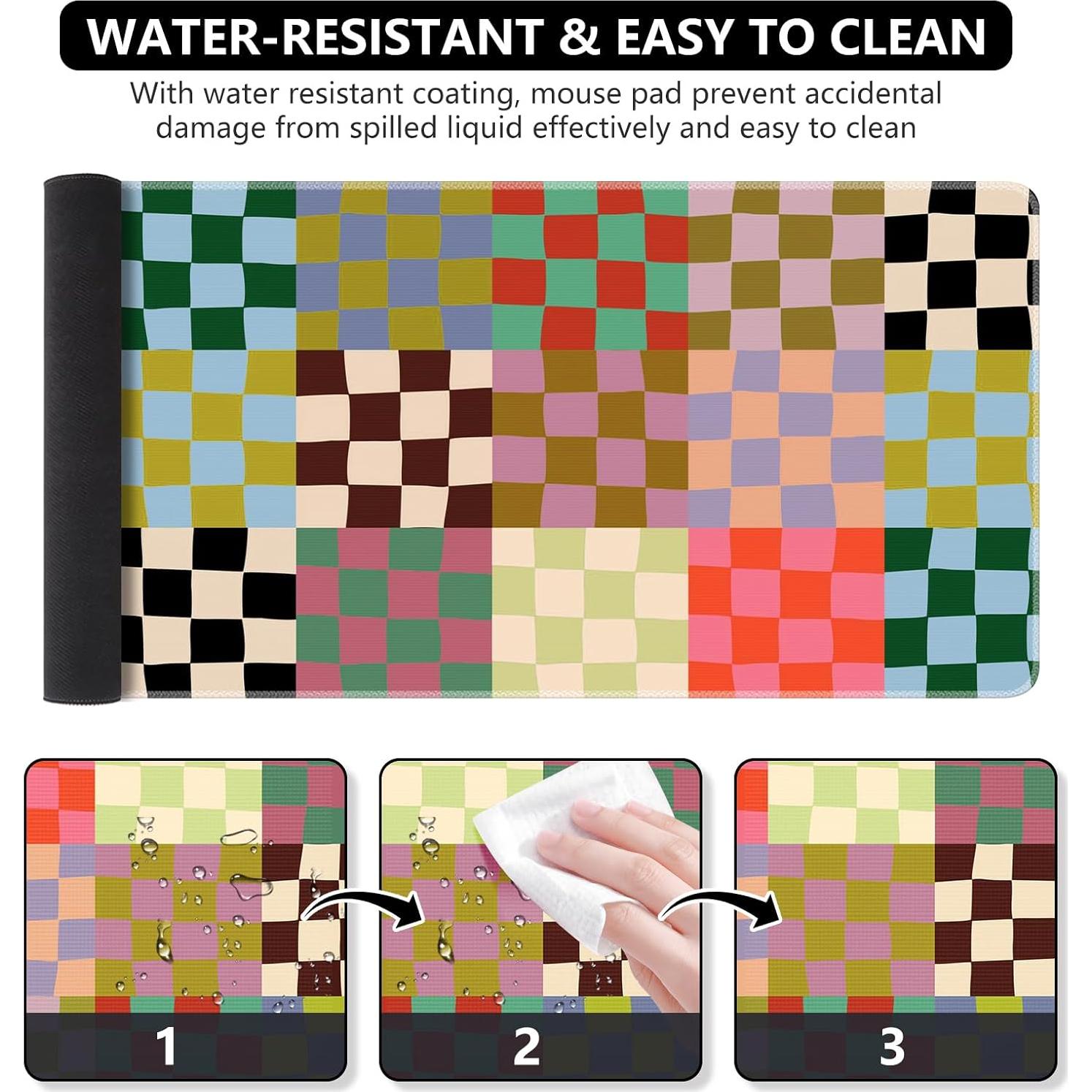 Alfombrilla de Escritorio iCasso XXL Cuadros Retro Antideslizante