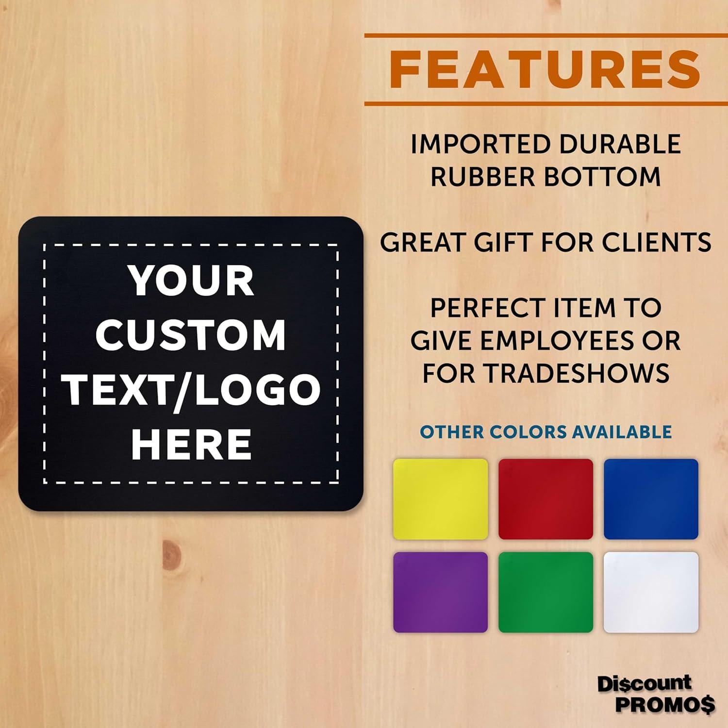 Juego de Mousepads Rectangulares Personalizados 10/50/100 Unidades - Negro