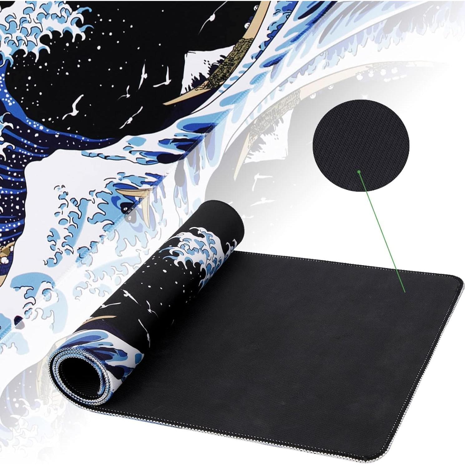 Alfombrilla de Ratón Grande MEWOOCUE 80x30 cm Olas Kanagawa