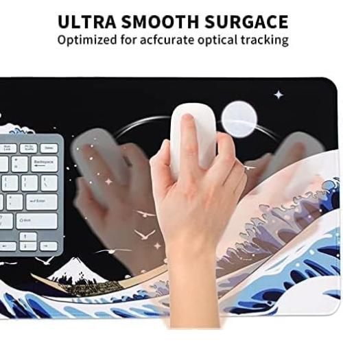 Alfombrilla de Ratón Grande MEWOOCUE 80x30 cm Olas Kanagawa