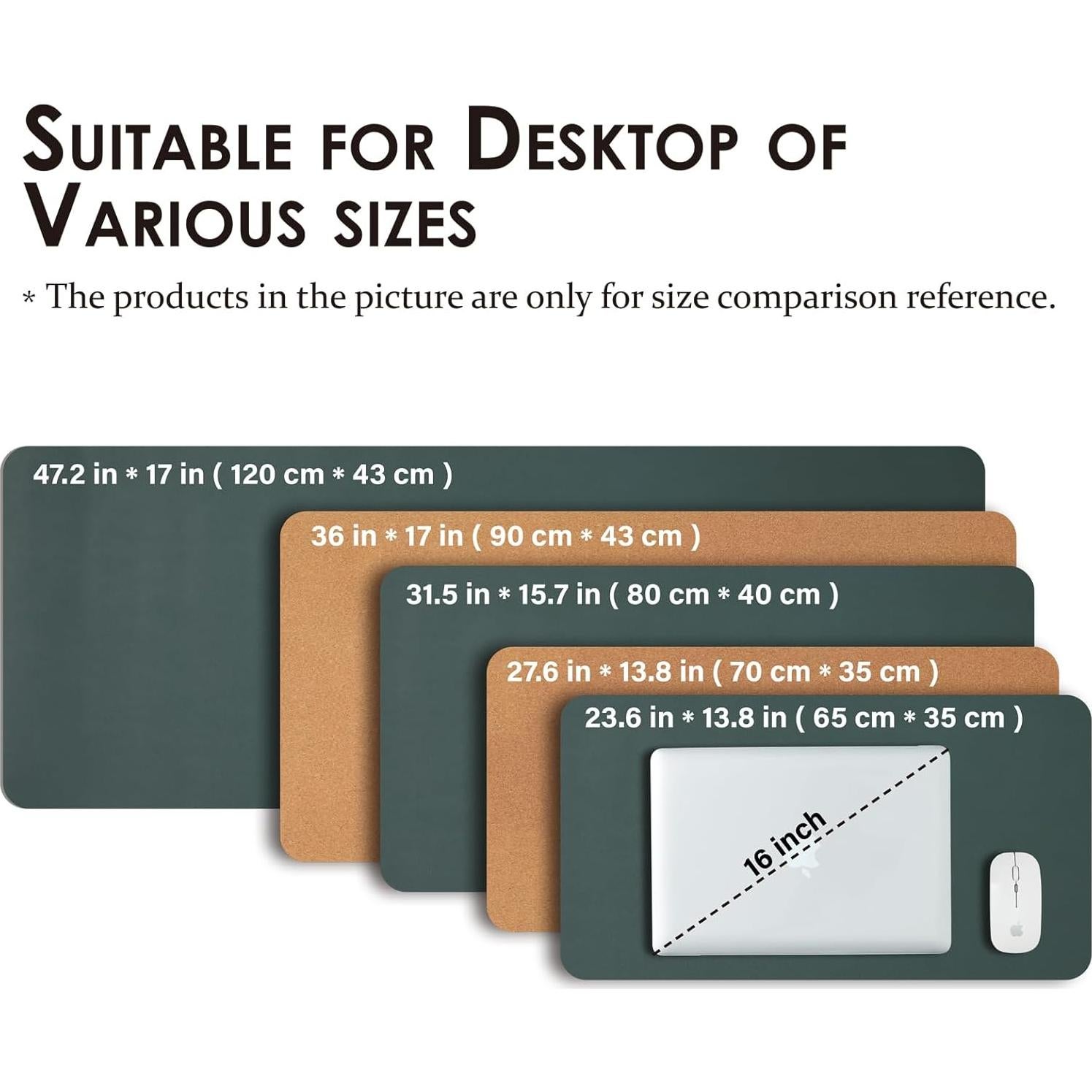 Alfombrilla de Corcho Doble Cara HOMIEAZICOZI 80x40cm Verde Oscuro