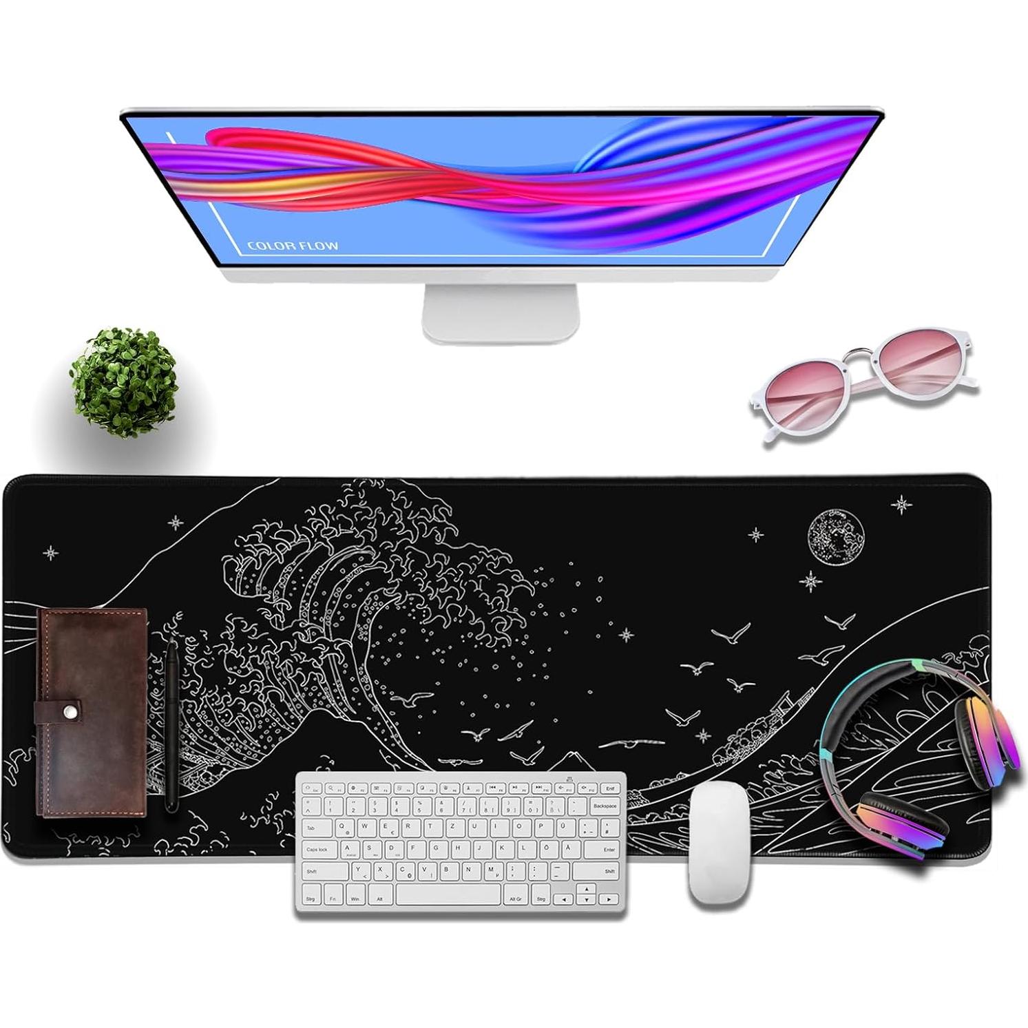 Alfombrilla de Ratón Grande MEWOOCUE 80x30 cm Olas del Mar