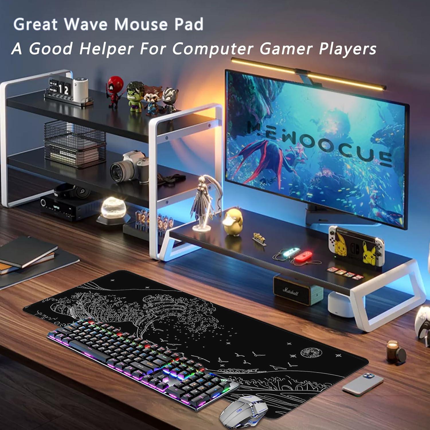 Alfombrilla de Ratón Grande MEWOOCUE 80x30 cm Olas del Mar