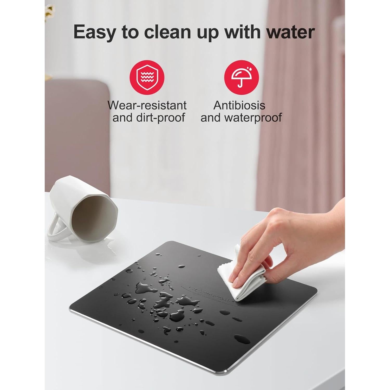 Alfombrilla de Ratón Vaydeer de Aluminio Negra 30x24cm Impermeable