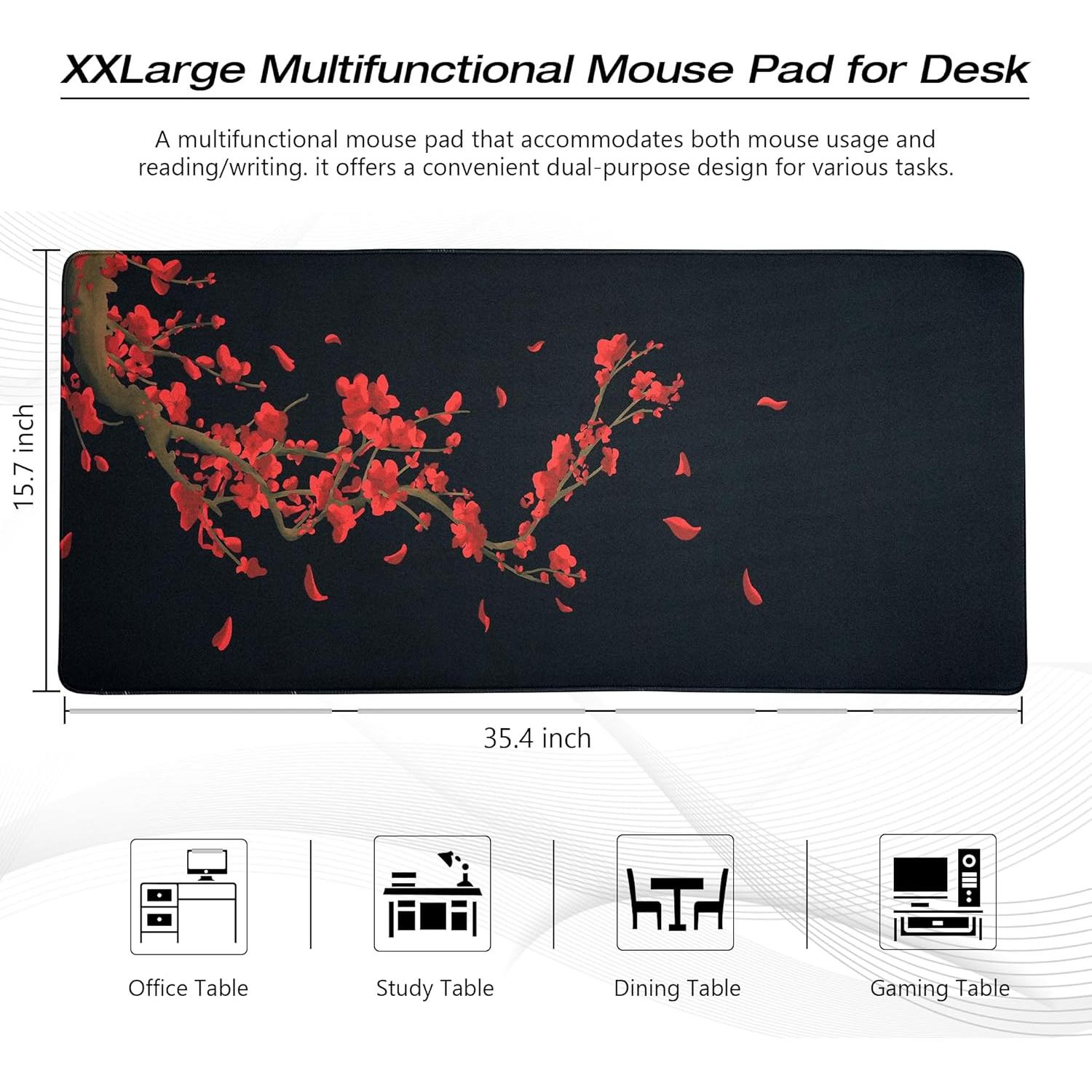 Alfombrilla de Ratón Grande GMKWTL Flores de Ciruelo XXL 90x40 cm
