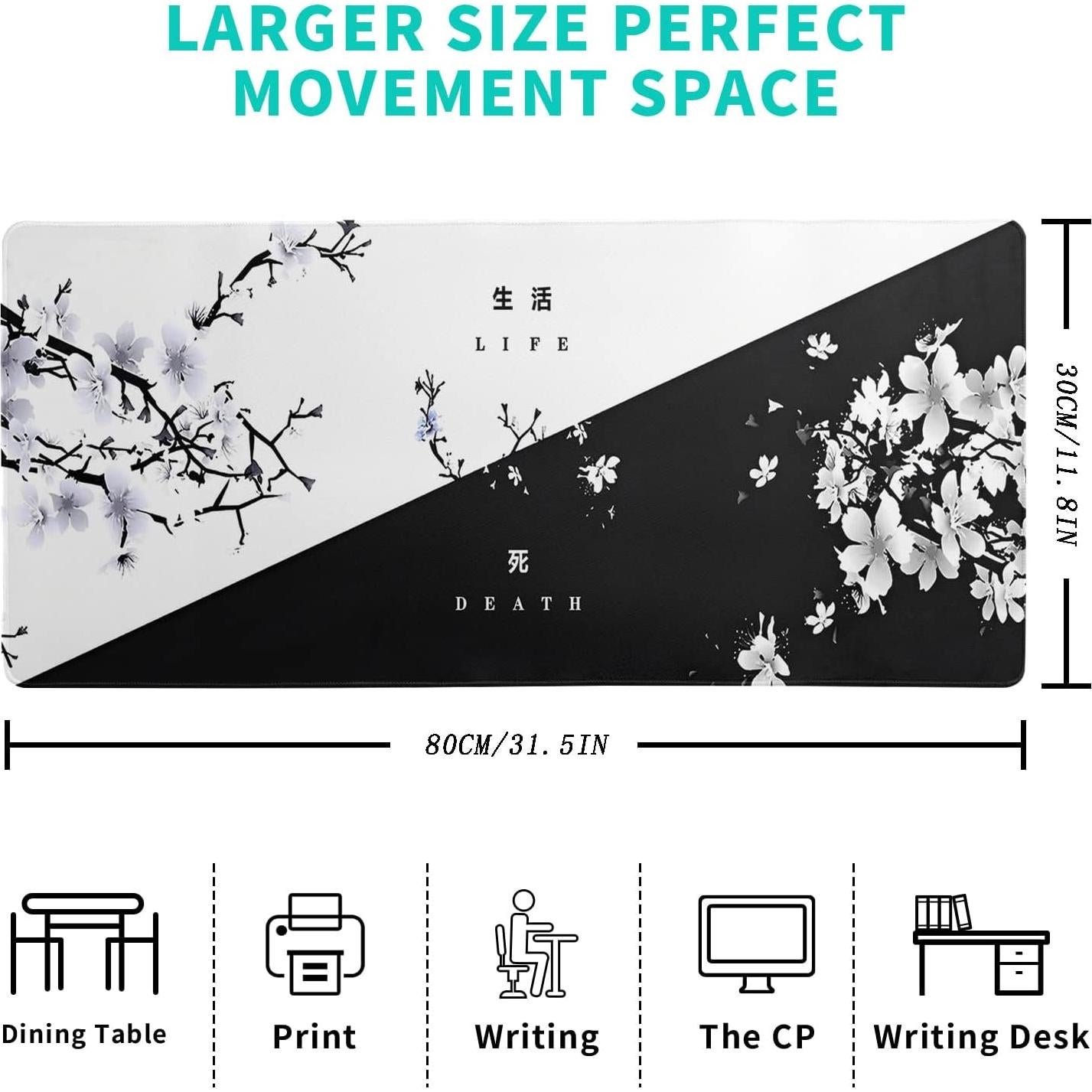 Alfombrilla de Ratón Siski Negra y Blanca 80x30 cm Antideslizante