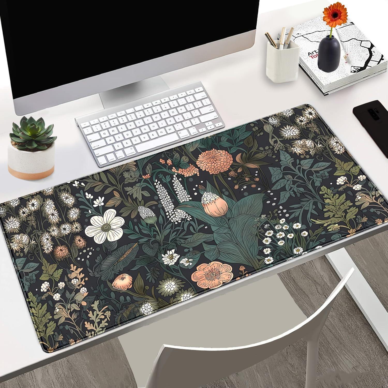 Alfombrilla de Escritorio Nasdalgias XXL Flores Oscuras 80x40cm