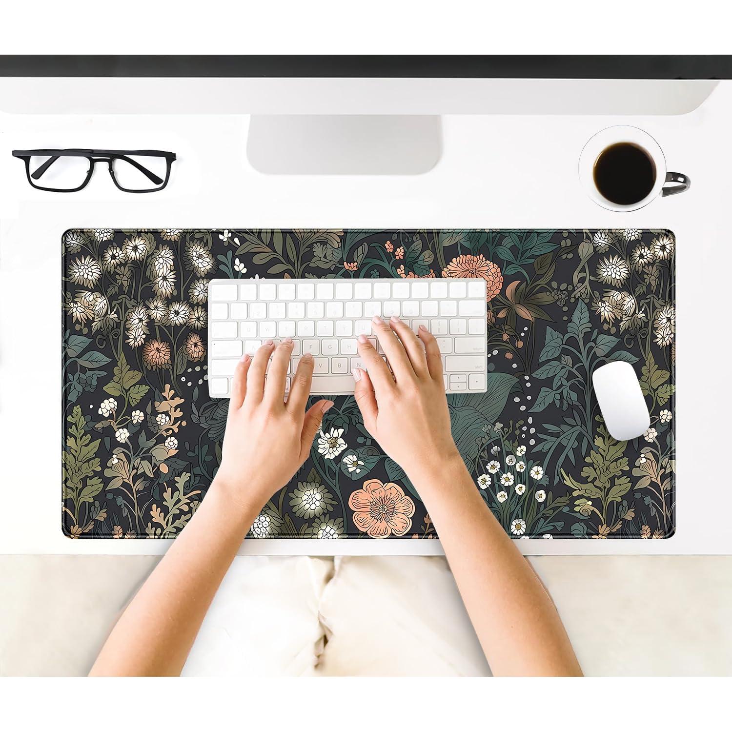 Alfombrilla de Escritorio Nasdalgias XXL Flores Oscuras 80x40cm