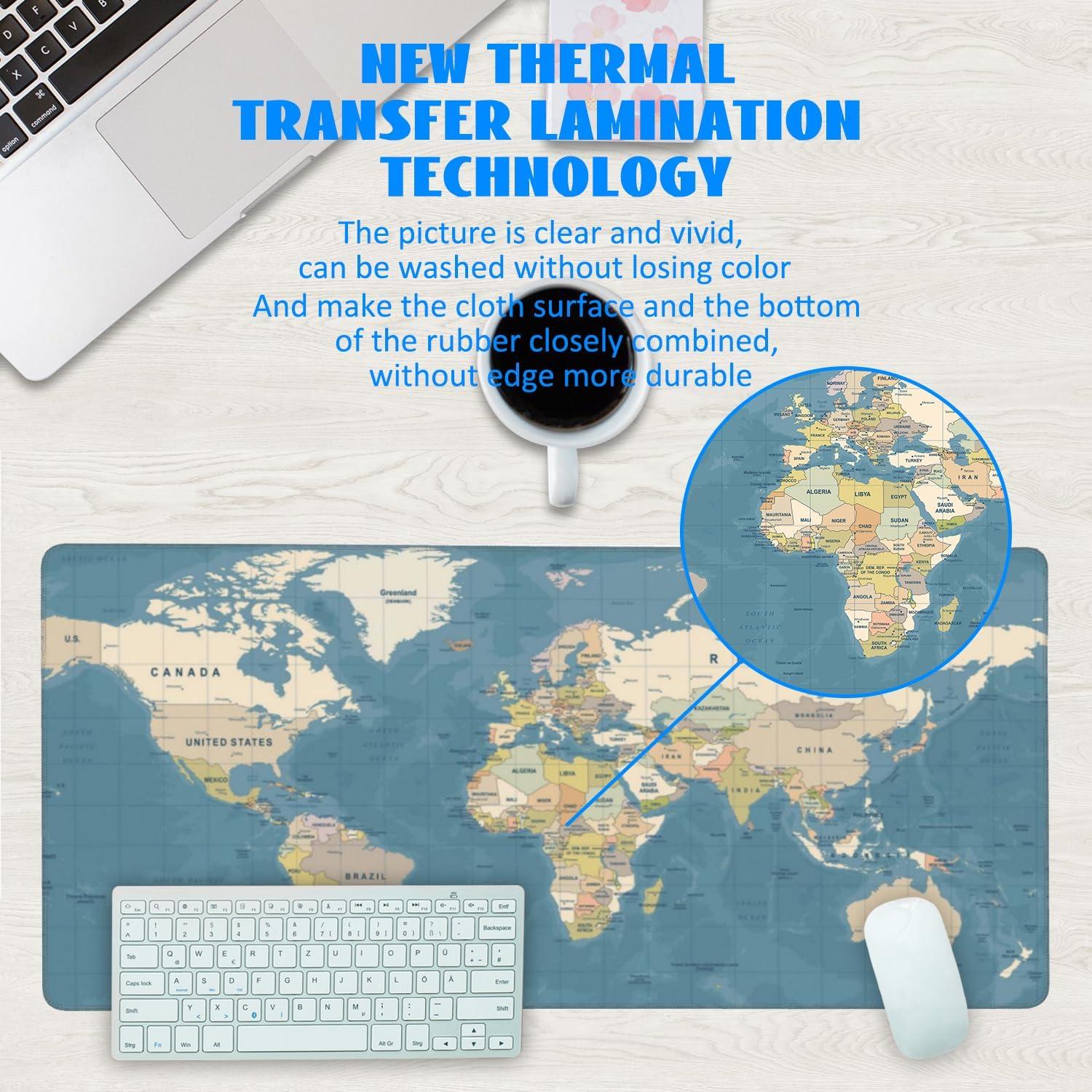 Alfombrilla de Escritorio Antideslizante KOAIWPAE Mapa Mundial Azul 90x40cm