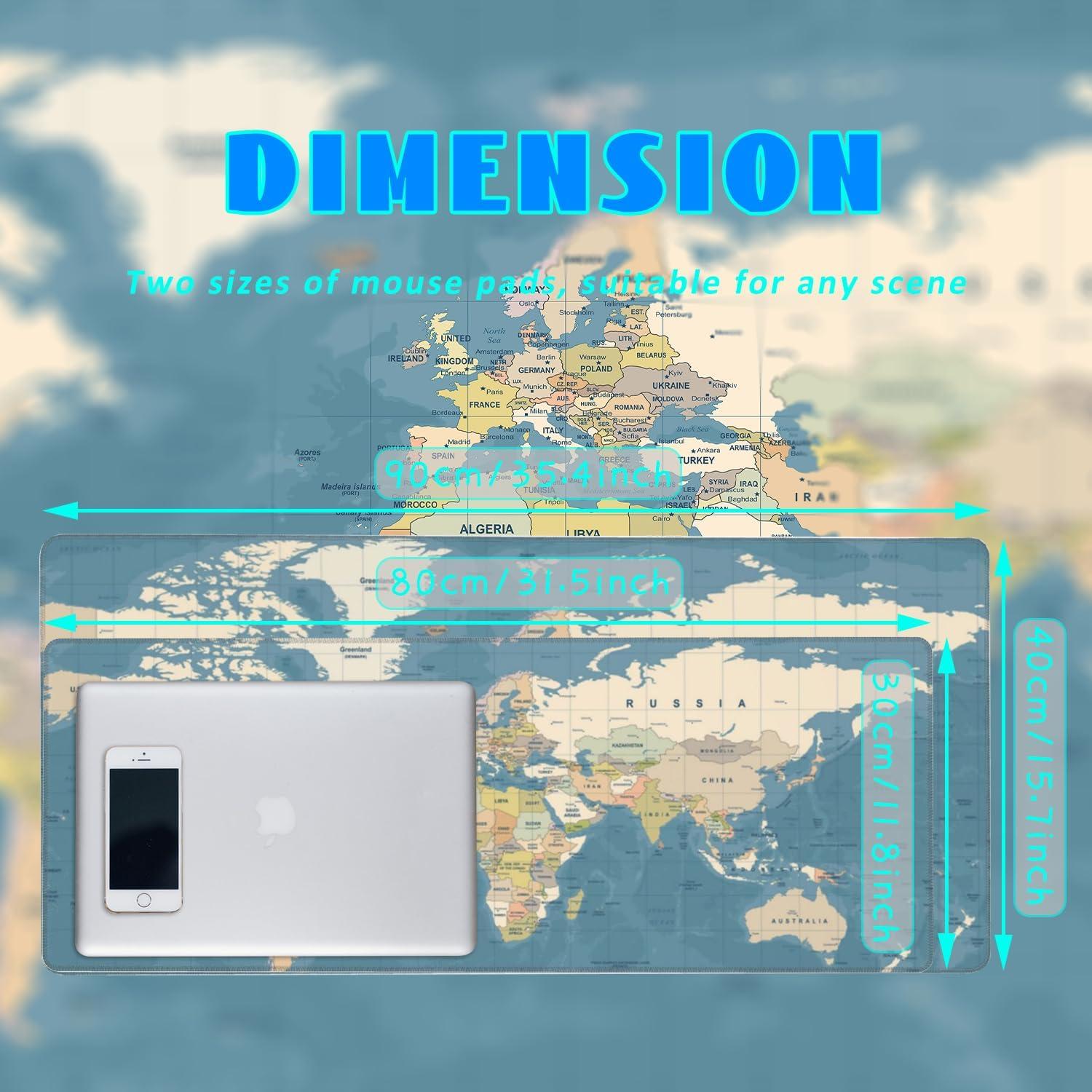 Alfombrilla de Escritorio Antideslizante KOAIWPAE Mapa Mundial Azul 90x40cm