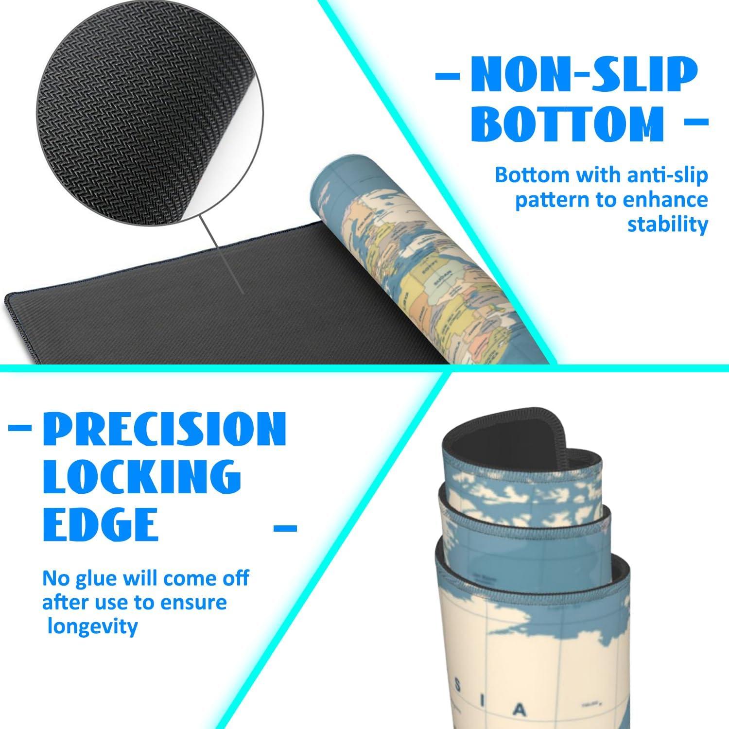 Alfombrilla de Escritorio Antideslizante KOAIWPAE Mapa Mundial Azul 90x40cm