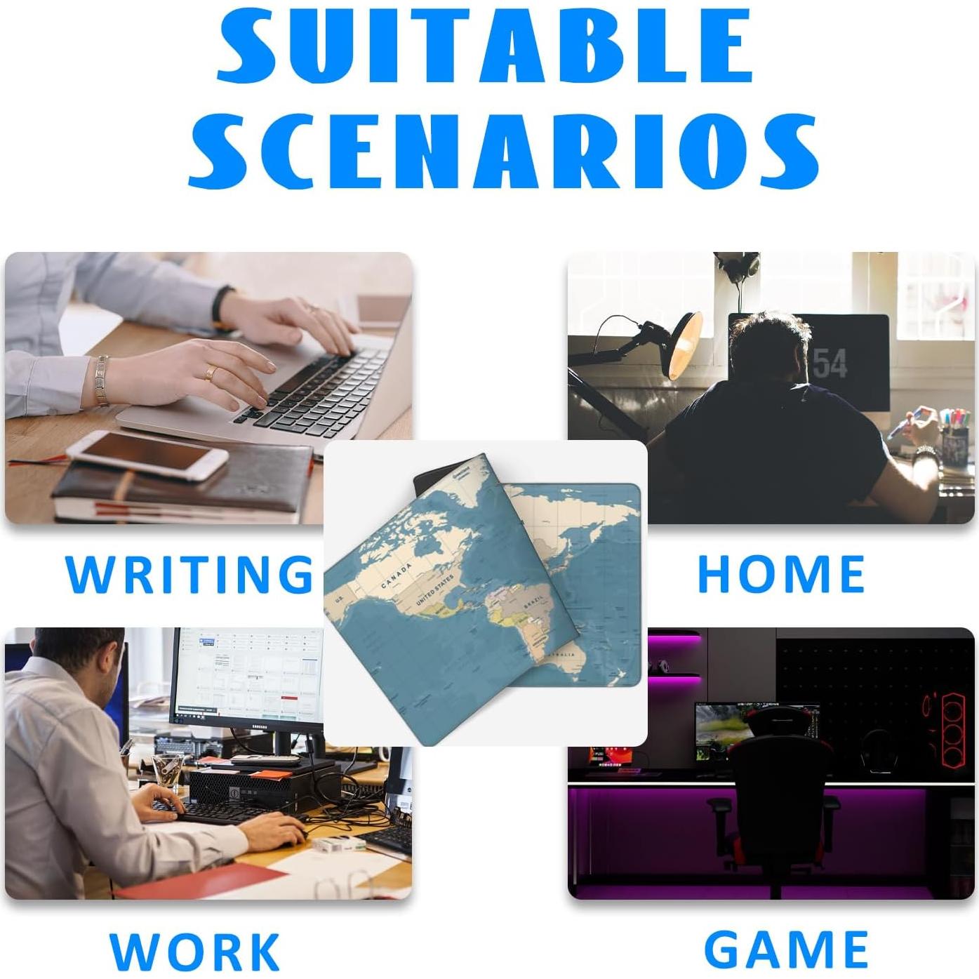 Alfombrilla de Escritorio Antideslizante KOAIWPAE Mapa Mundial Azul 90x40cm