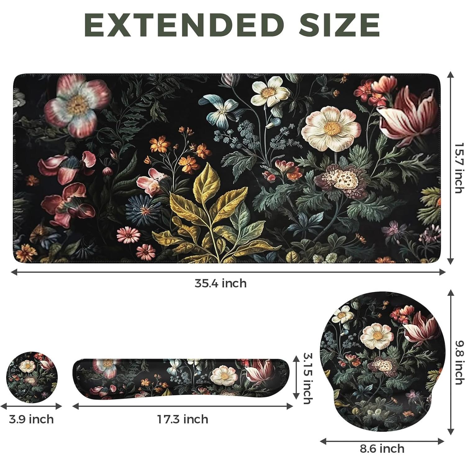 Alfombrilla de Escritorio Ergonómica iCasso Floral XXL 90x40cm