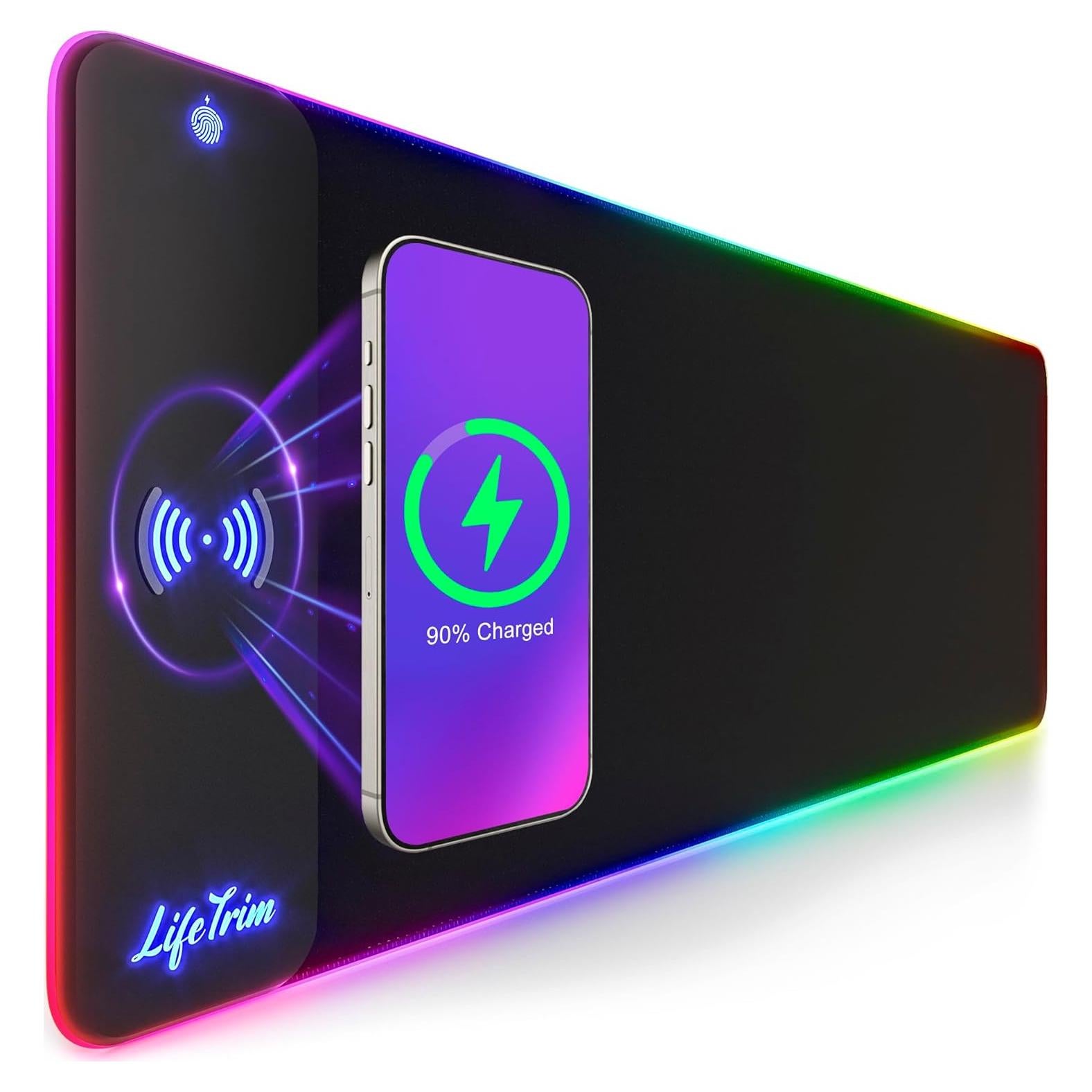 Alfombrilla de Ratón LED LifeTrim 90x30cm Cargador Inalámbrico