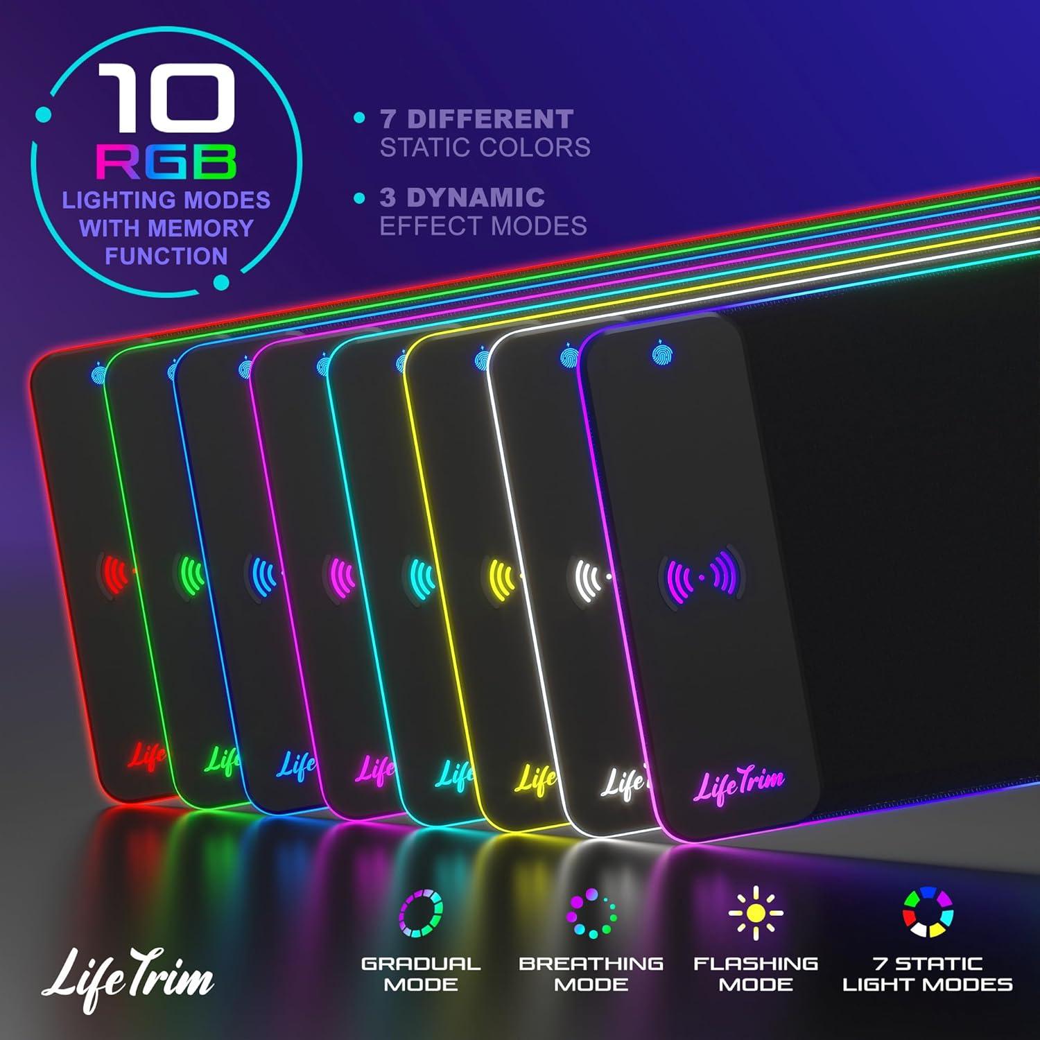 Alfombrilla de Ratón LED LifeTrim 90x30cm Cargador Inalámbrico