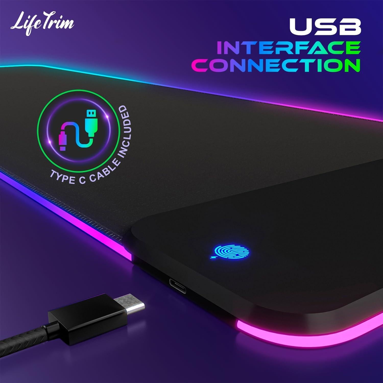 Alfombrilla de Ratón LED LifeTrim 90x30cm Cargador Inalámbrico