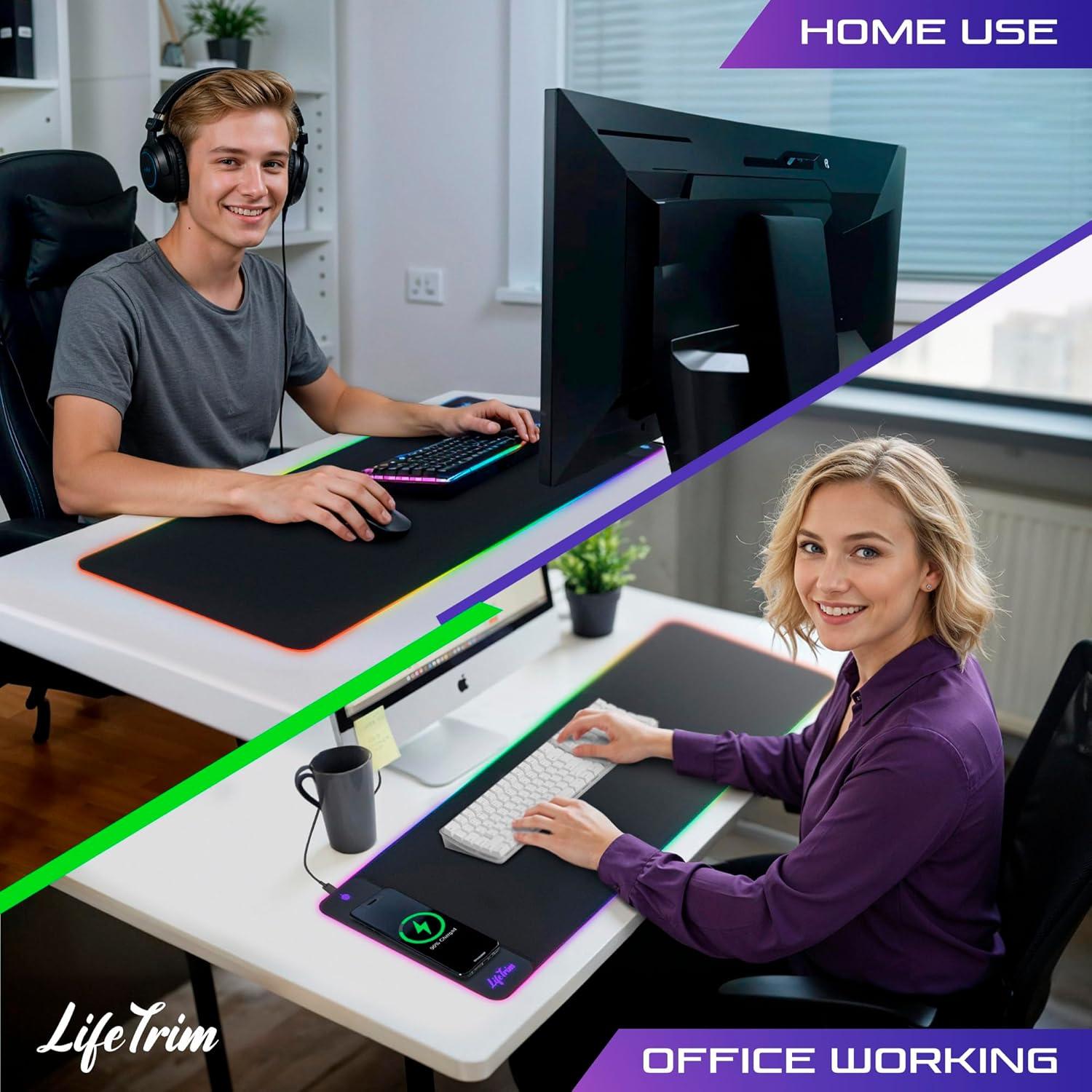 Alfombrilla de Ratón LED LifeTrim 90x30cm Cargador Inalámbrico