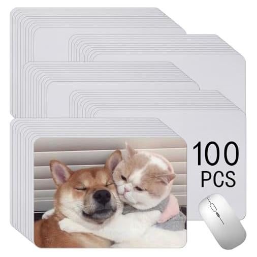 100 Alfombrillas de Ratón Blancas OKBA Antideslizantes 24x20cm