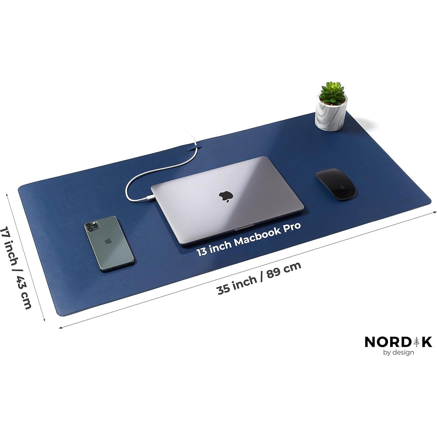 Alfombrilla de Escritorio Cuero Vegano Nordik 89x43cm Azul Medianoche