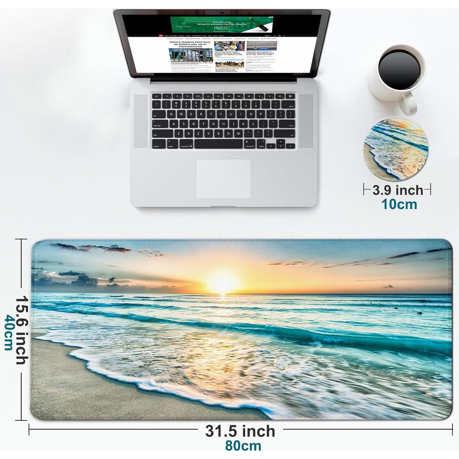 Alfombrilla de Ratón Grande Wiabsi Playa 80x40 cm Antideslizante