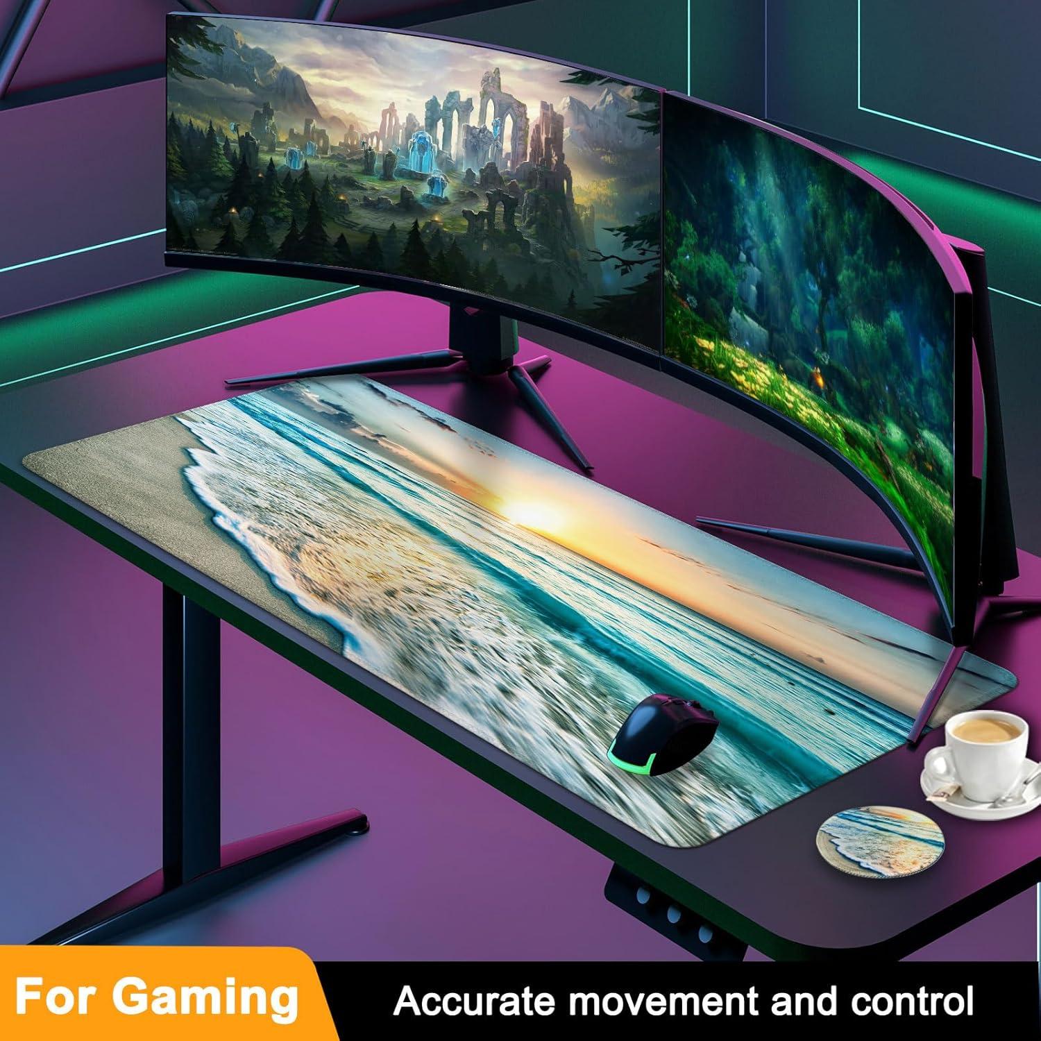 Alfombrilla de Ratón Grande Wiabsi Playa 80x40 cm Antideslizante