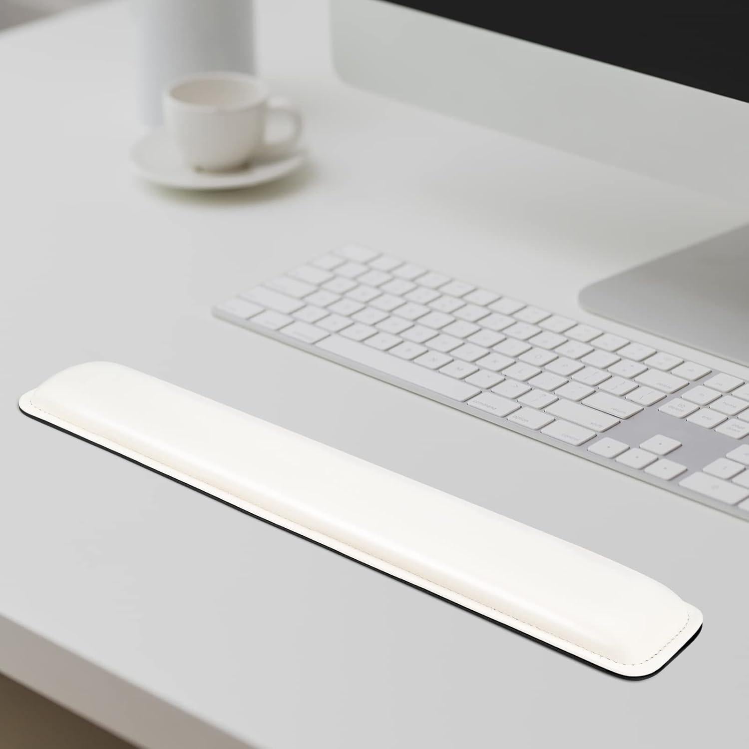 Reposamuñecas ergonómico Tofun de cuero PU 46.5cm blanco