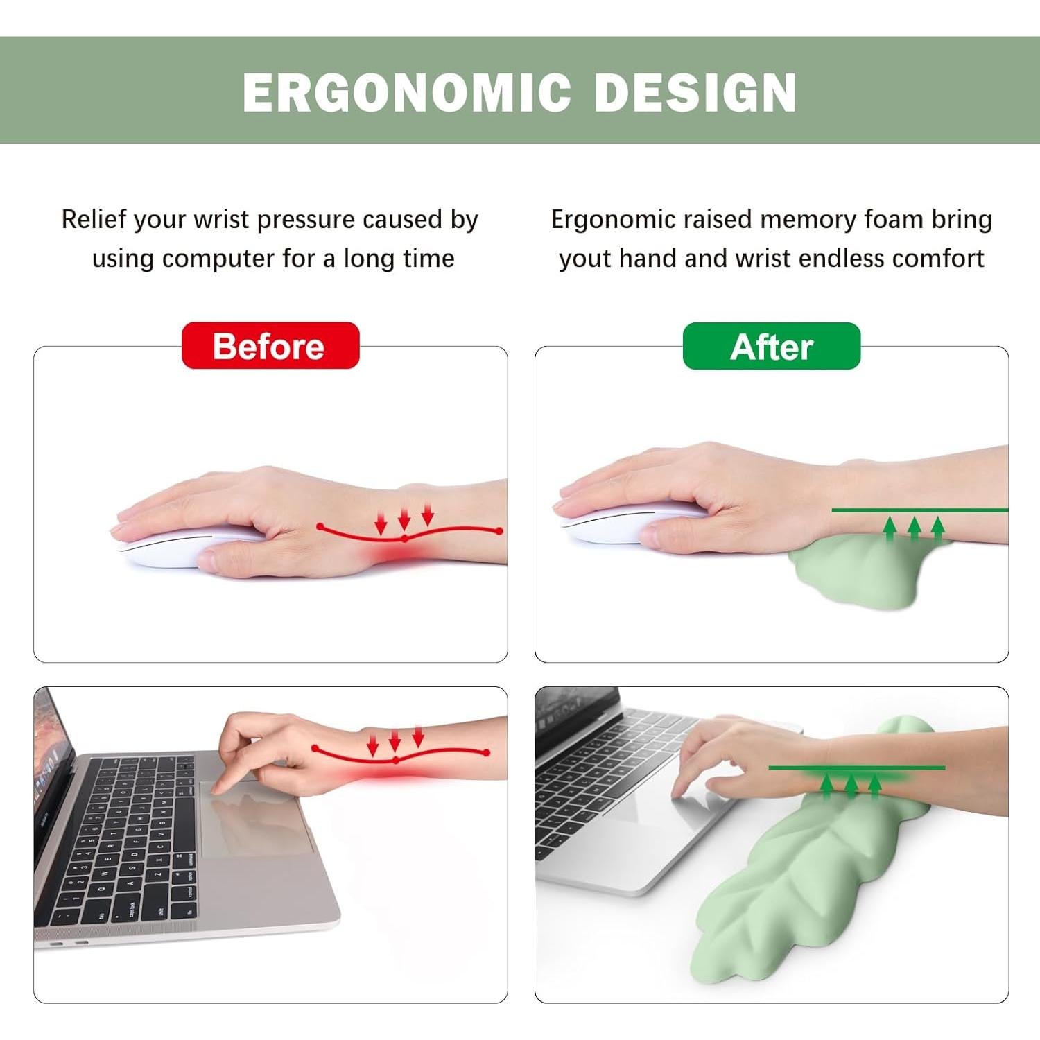 Juego de Almohadillas Ergonómicas Lauspuck en Forma de Hoja