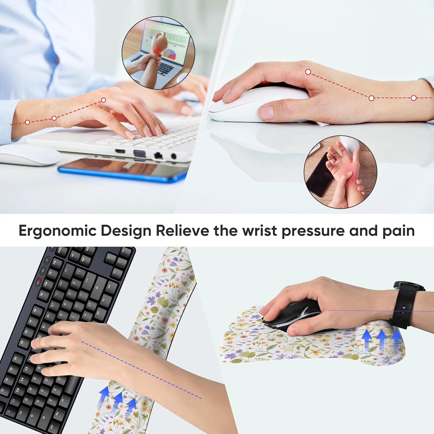 Conjunto Reposamuñecas AUPET Espuma Viscoelástica Ergonómico