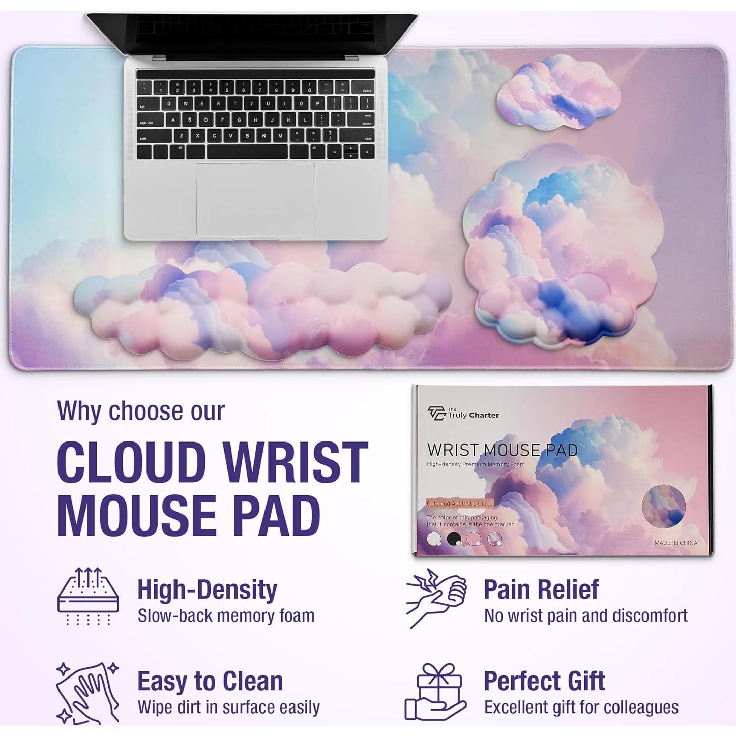 Reposamuñecas Nube TheTrulyCharter Ergonómico 4 Piezas