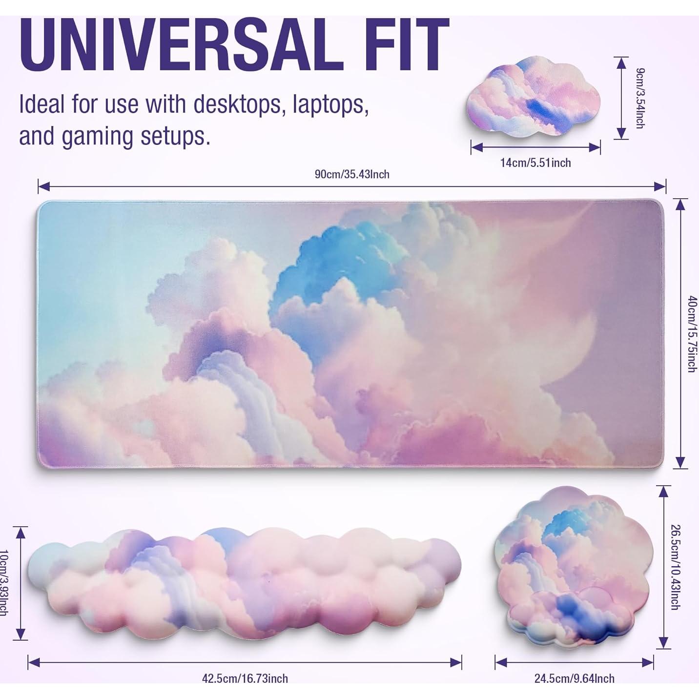 Reposamuñecas Nube TheTrulyCharter Ergonómico 4 Piezas