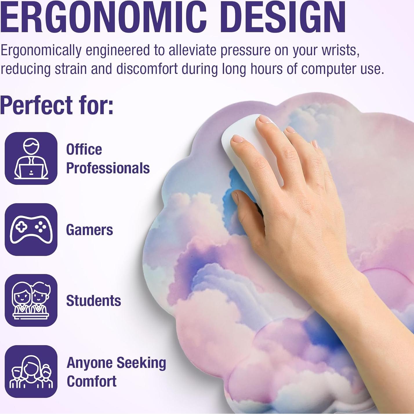 Reposamuñecas Nube TheTrulyCharter Ergonómico 4 Piezas