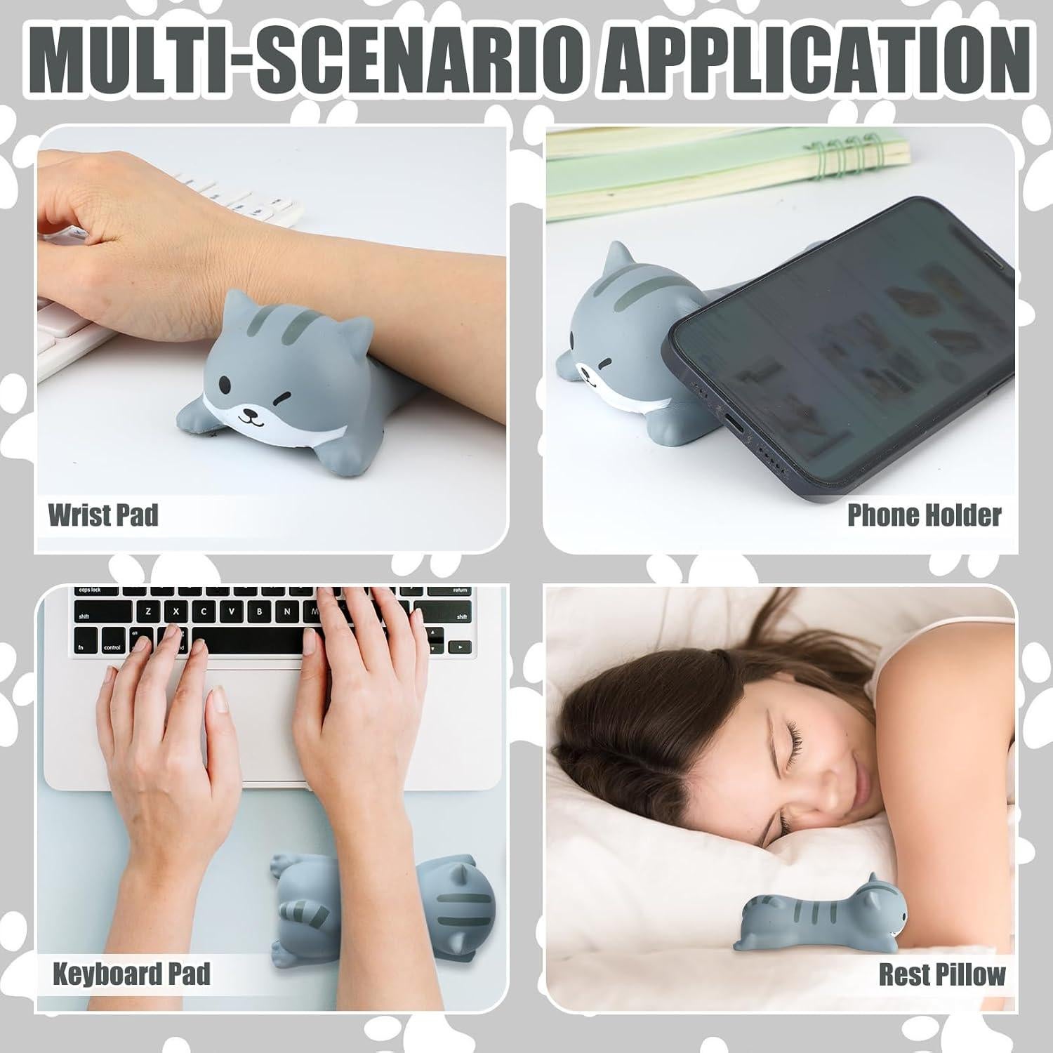 Soporte de Muñeca Ergonómico Kanayu Gato 2 Pcs Espuma PU