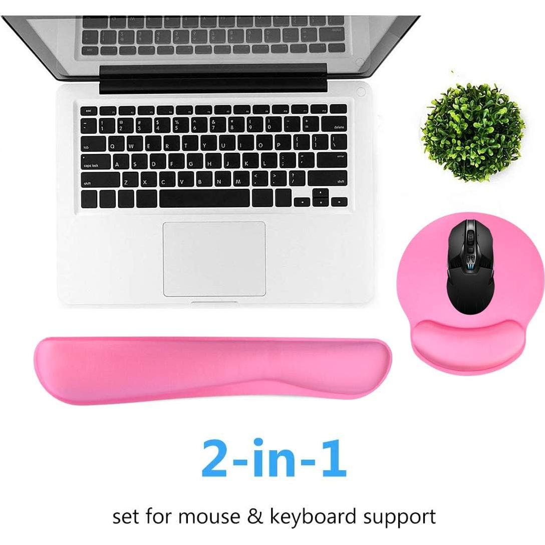 Almohadillas para Muñeca Teclado y Ratón Poualss Rosa Claro