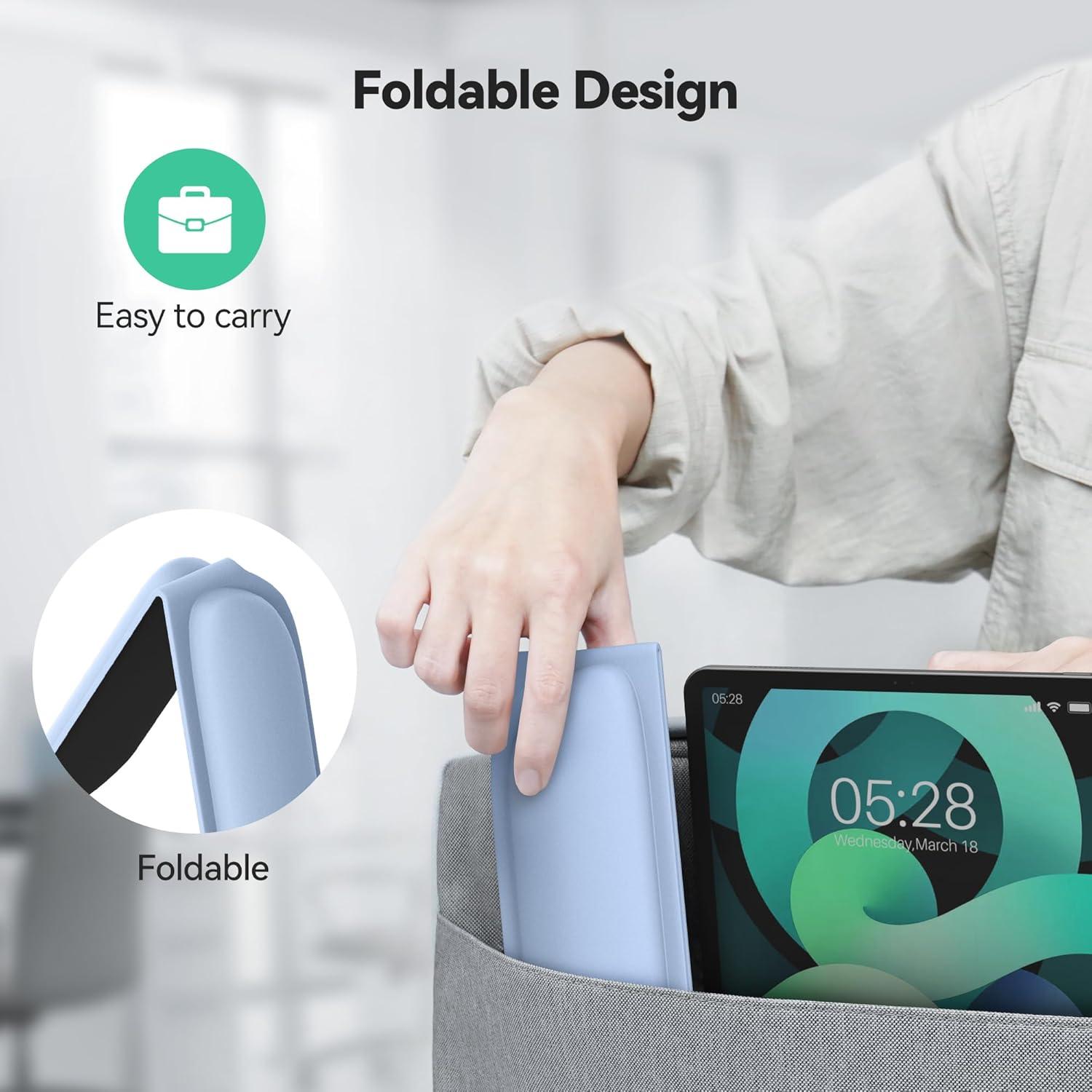 Reposapiés Ergonómico Tecknet y Alfombrilla para Ratón Azul