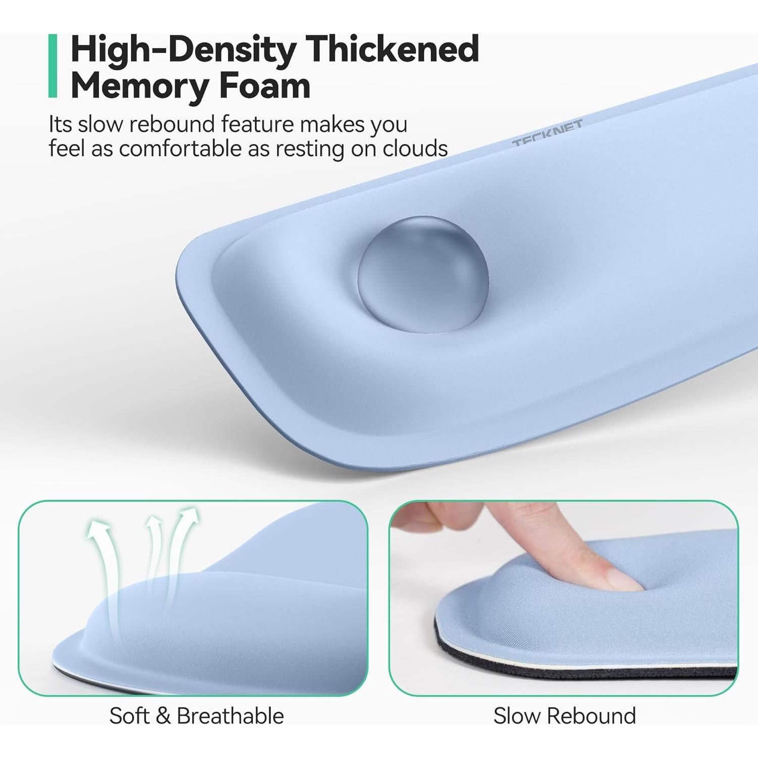 Reposapiés Ergonómico Tecknet y Alfombrilla para Ratón Azul