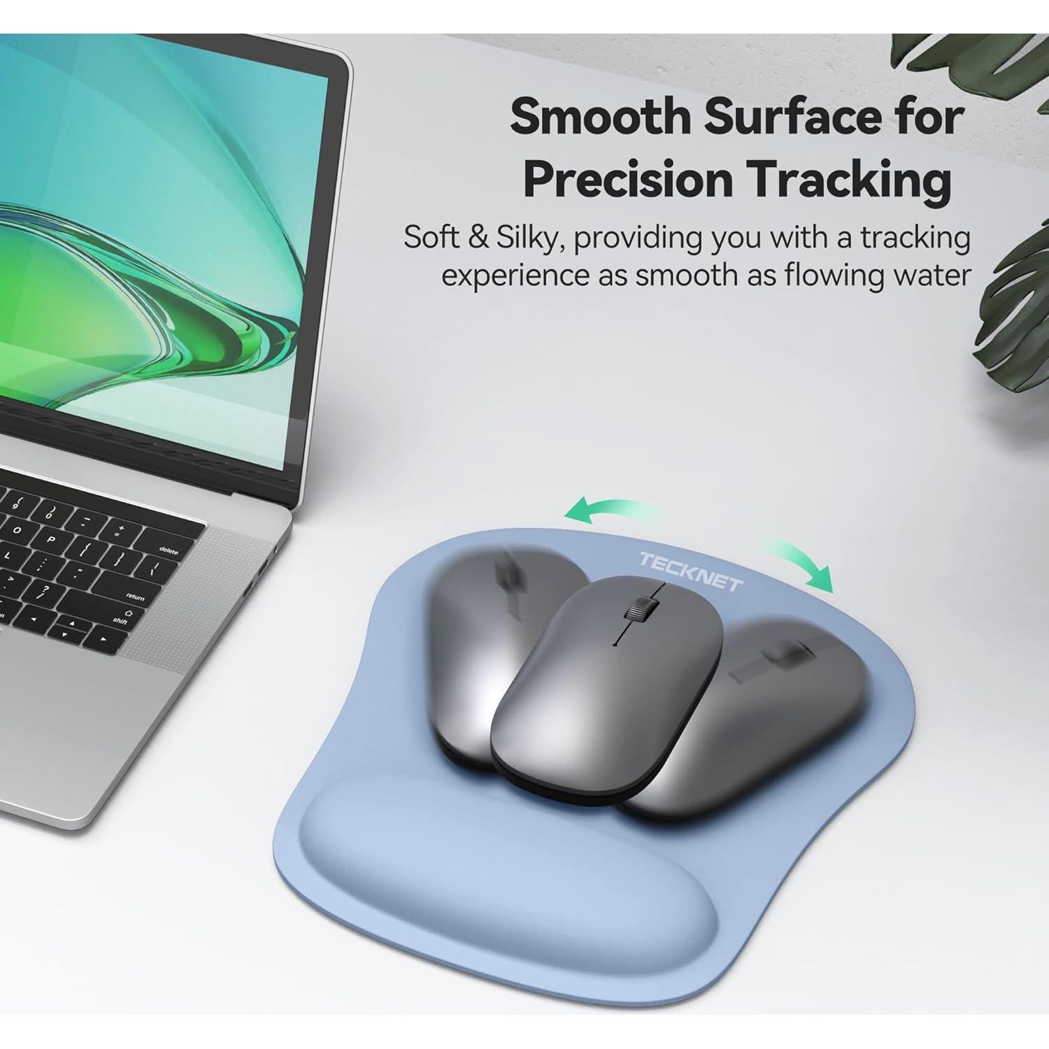 Reposapiés Ergonómico Tecknet y Alfombrilla para Ratón Azul