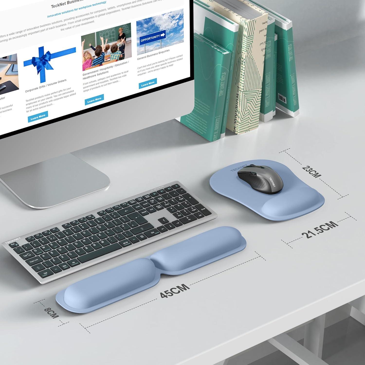 Reposapiés Ergonómico Tecknet y Alfombrilla para Ratón Azul