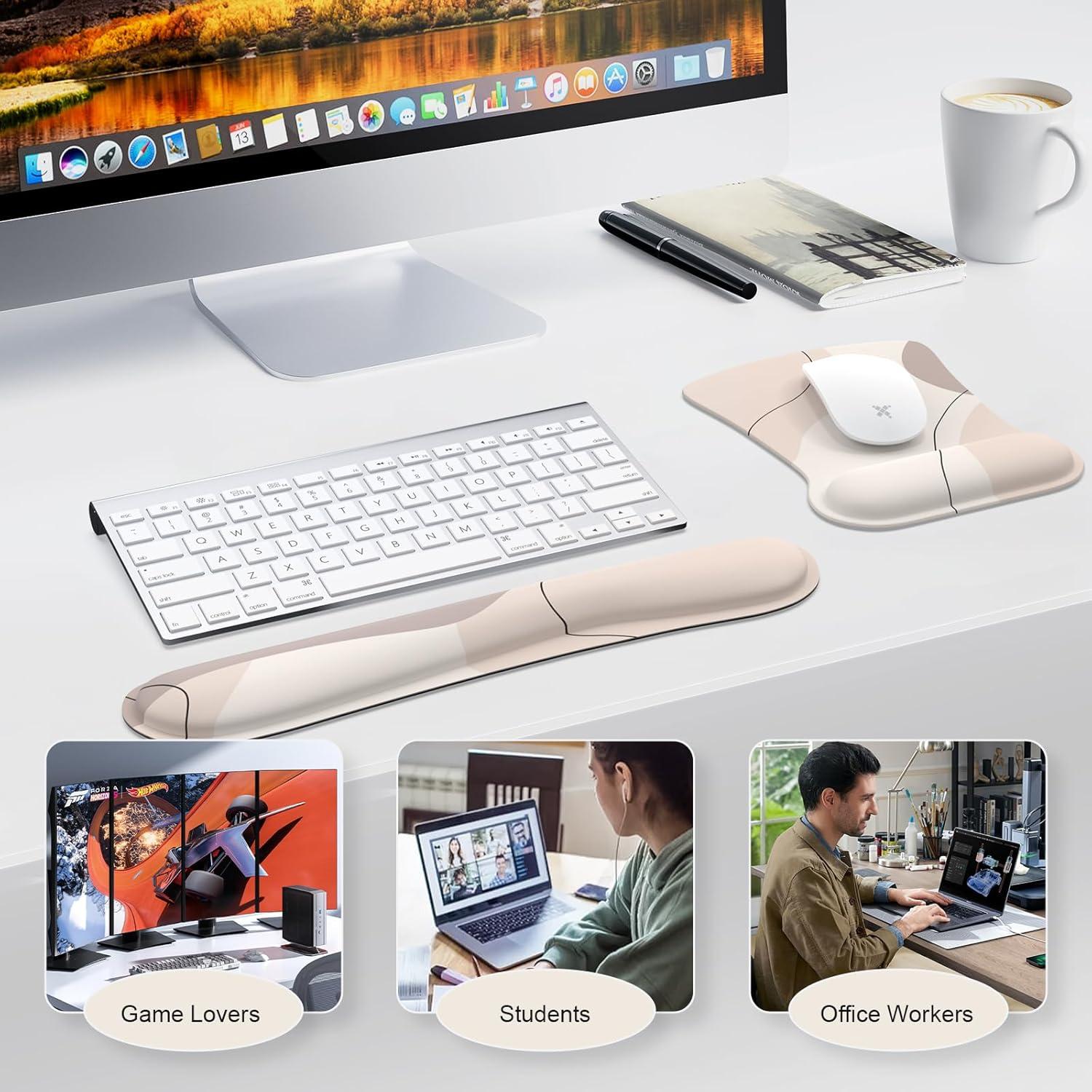 Alfombrilla de Ratón iCasso Ergonómica con Reposamuñecas Marrón