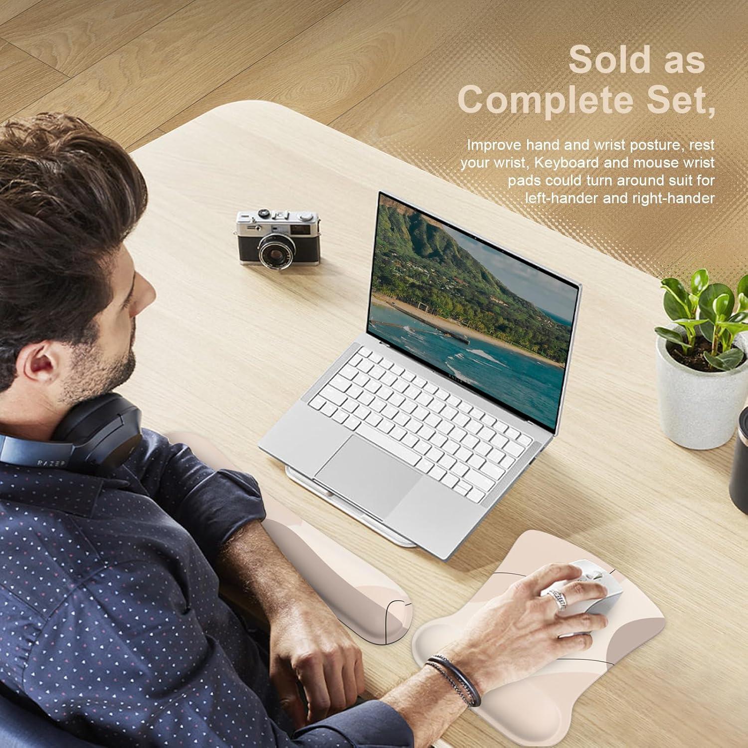 Alfombrilla de Ratón iCasso Ergonómica con Reposamuñecas Marrón