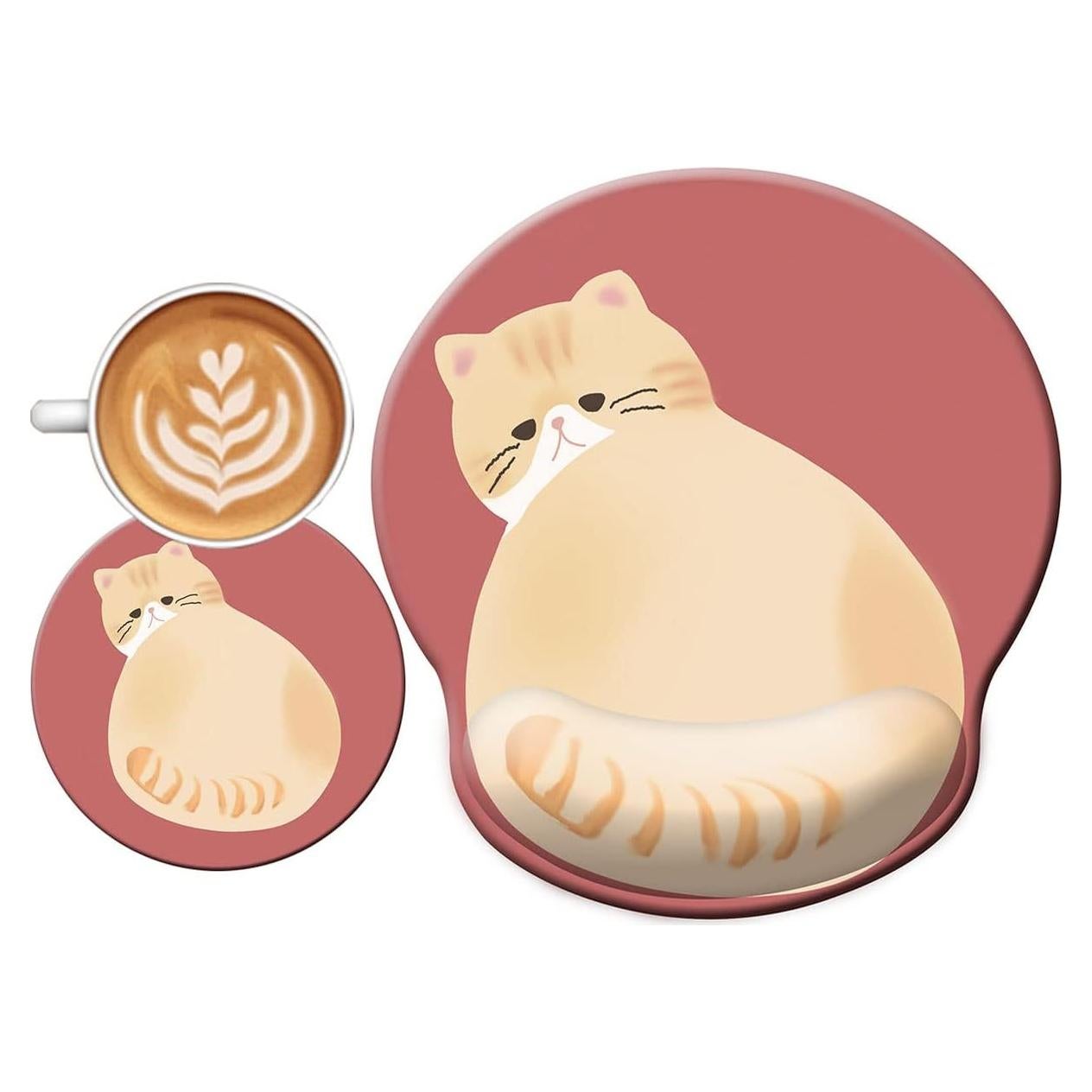 Alfombrilla de Ratón Ergonómica Nasdalgias Gato 3D con Soporte