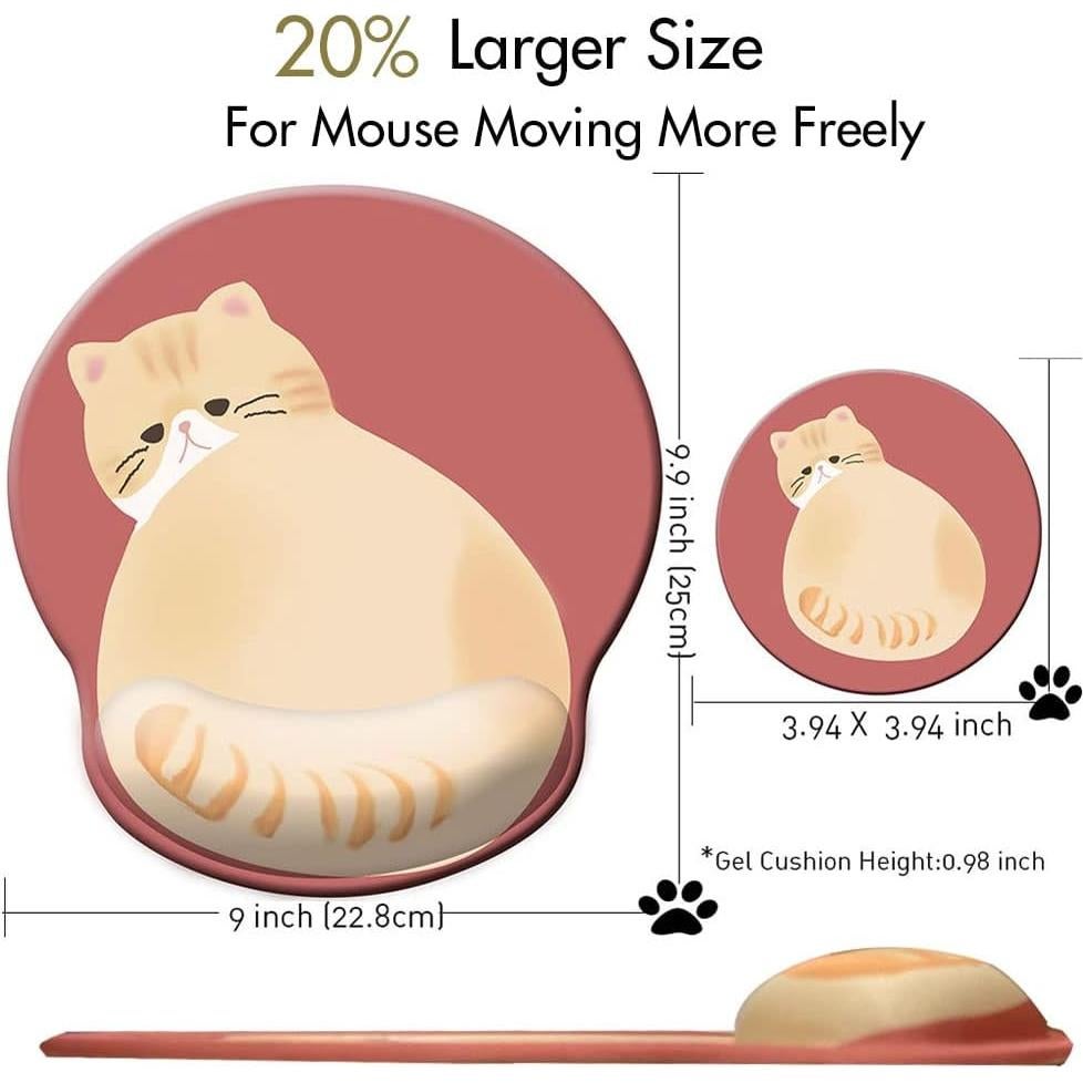 Alfombrilla de Ratón Ergonómica Nasdalgias Gato 3D con Soporte