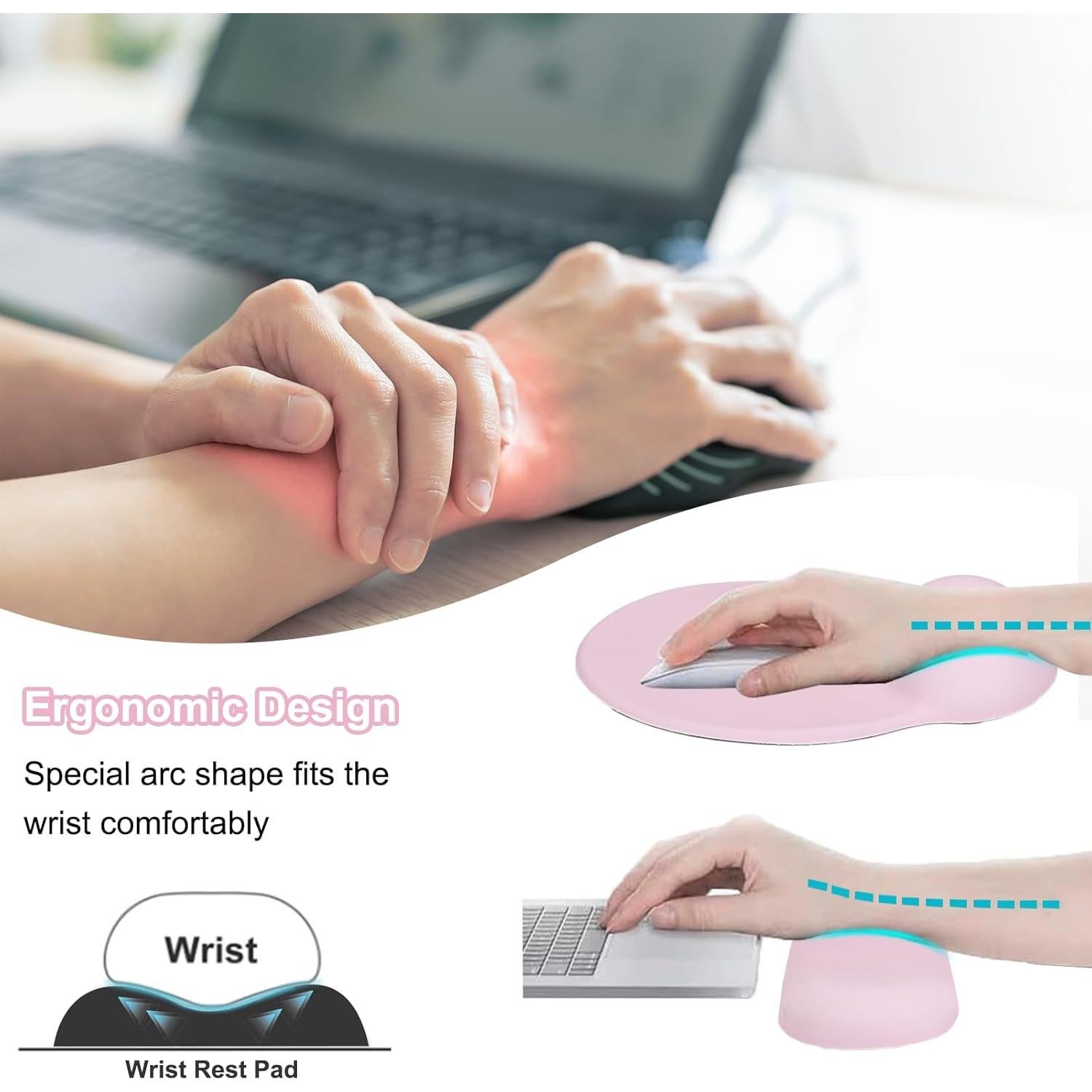 Alfombrilla Ergonómica Lvtree con Reposamuñecas Rosa