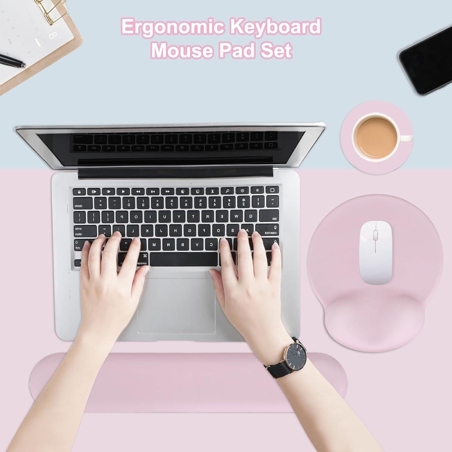 Alfombrilla Ergonómica Lvtree con Reposamuñecas Rosa