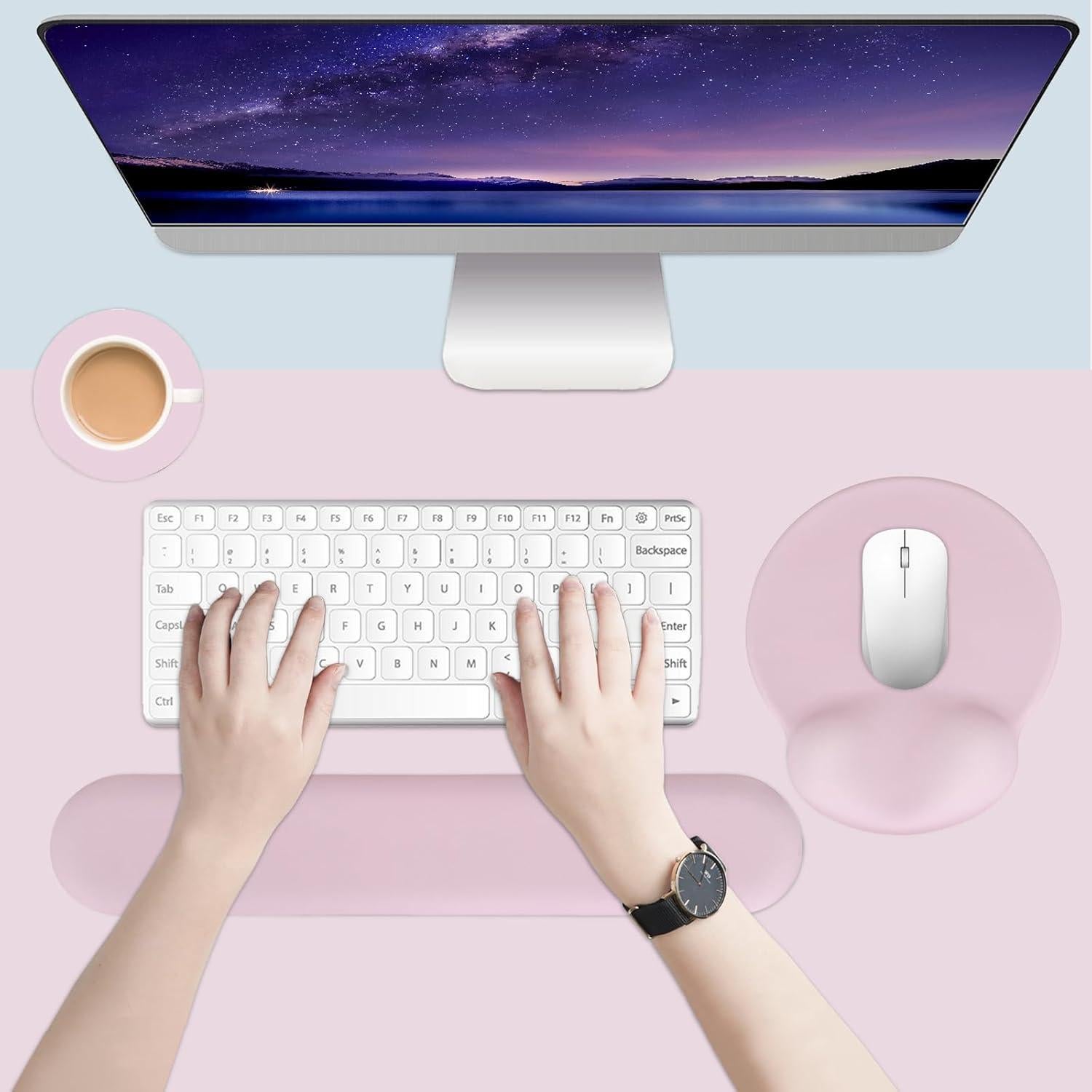 Alfombrilla Ergonómica Lvtree con Reposamuñecas Rosa