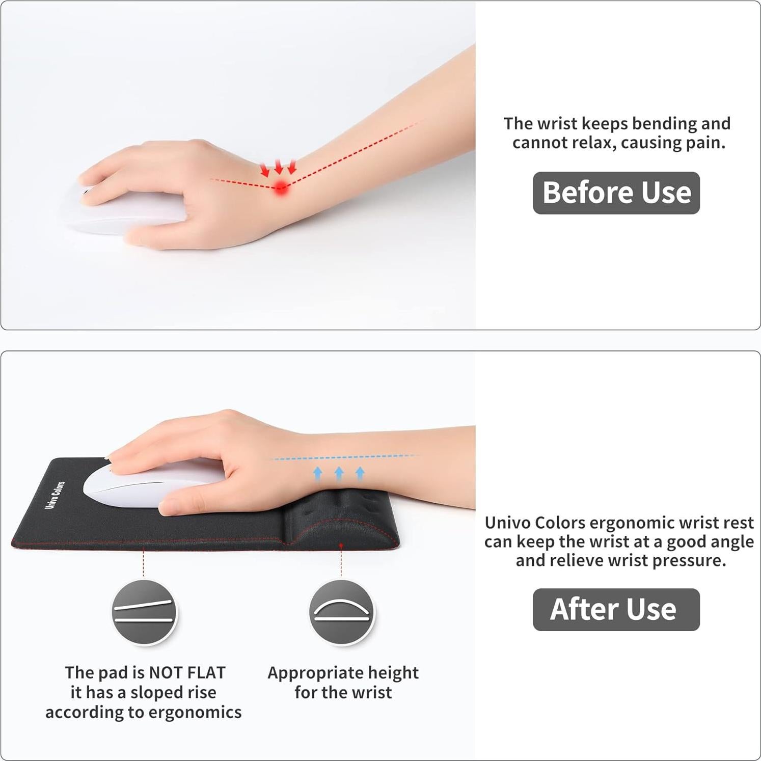 Alfombrilla de Ratón UnivoColors Negra con Reposamuñecas de Gel