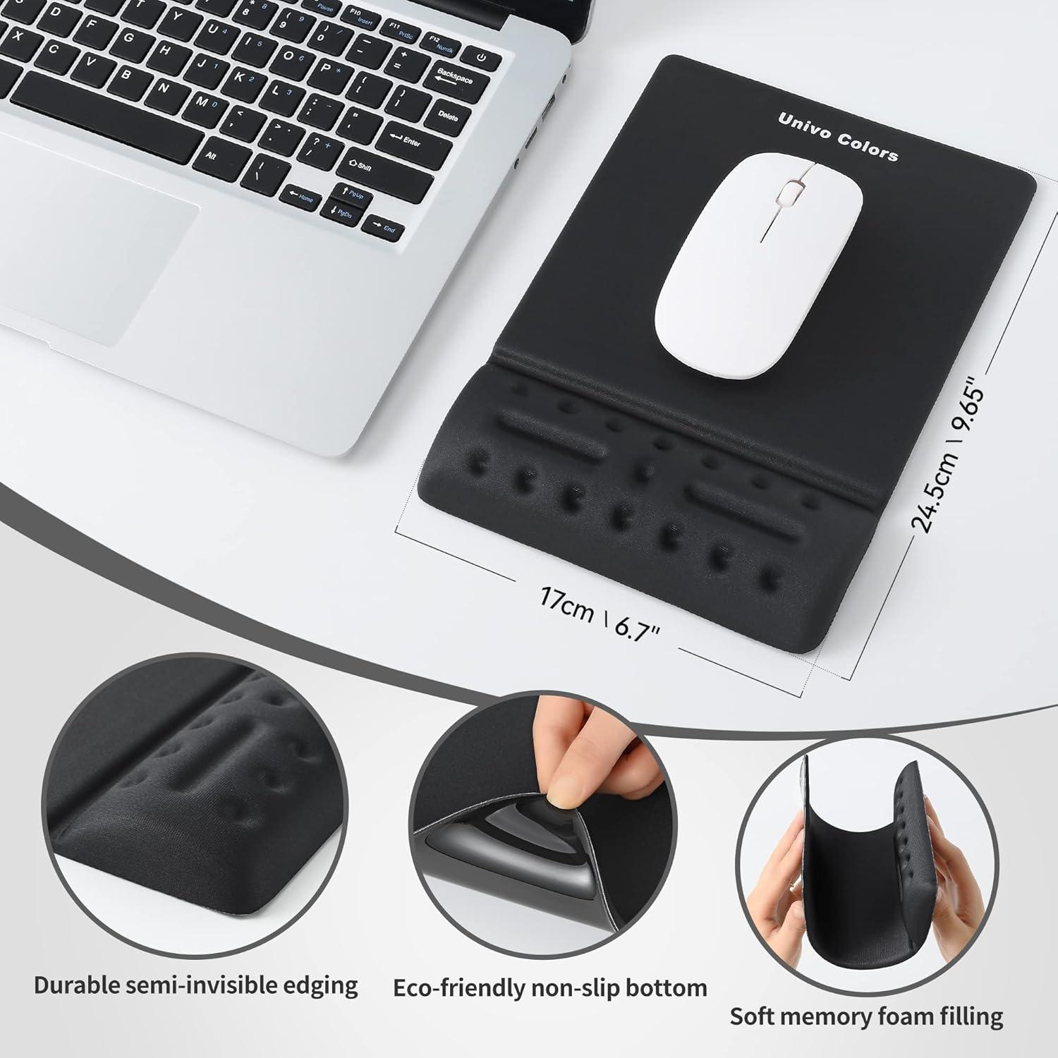 Alfombrilla de Ratón UnivoColors Negra con Reposamuñecas de Gel