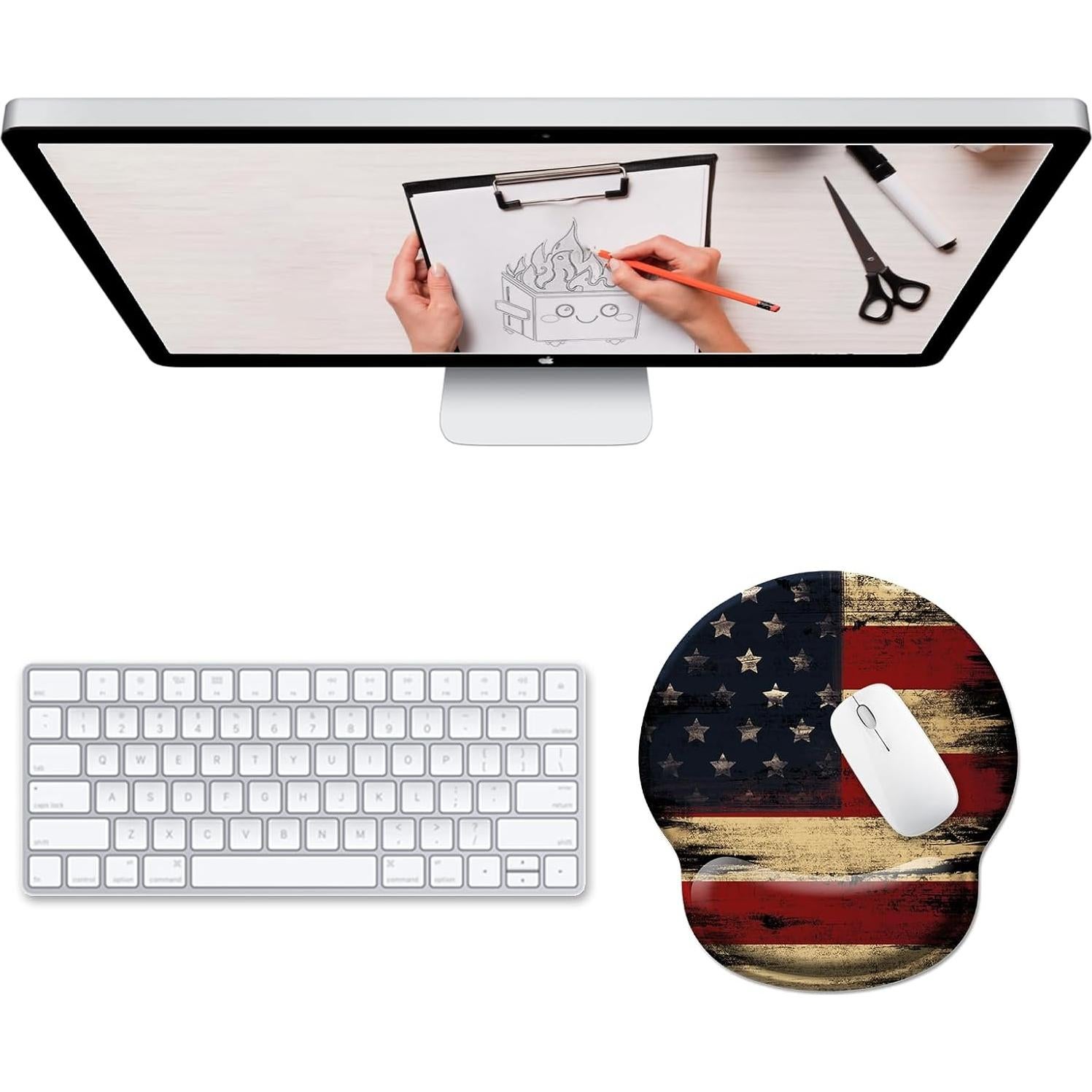 Alfombrilla de Ratón Ergonómica Hancynir Bandera Americana