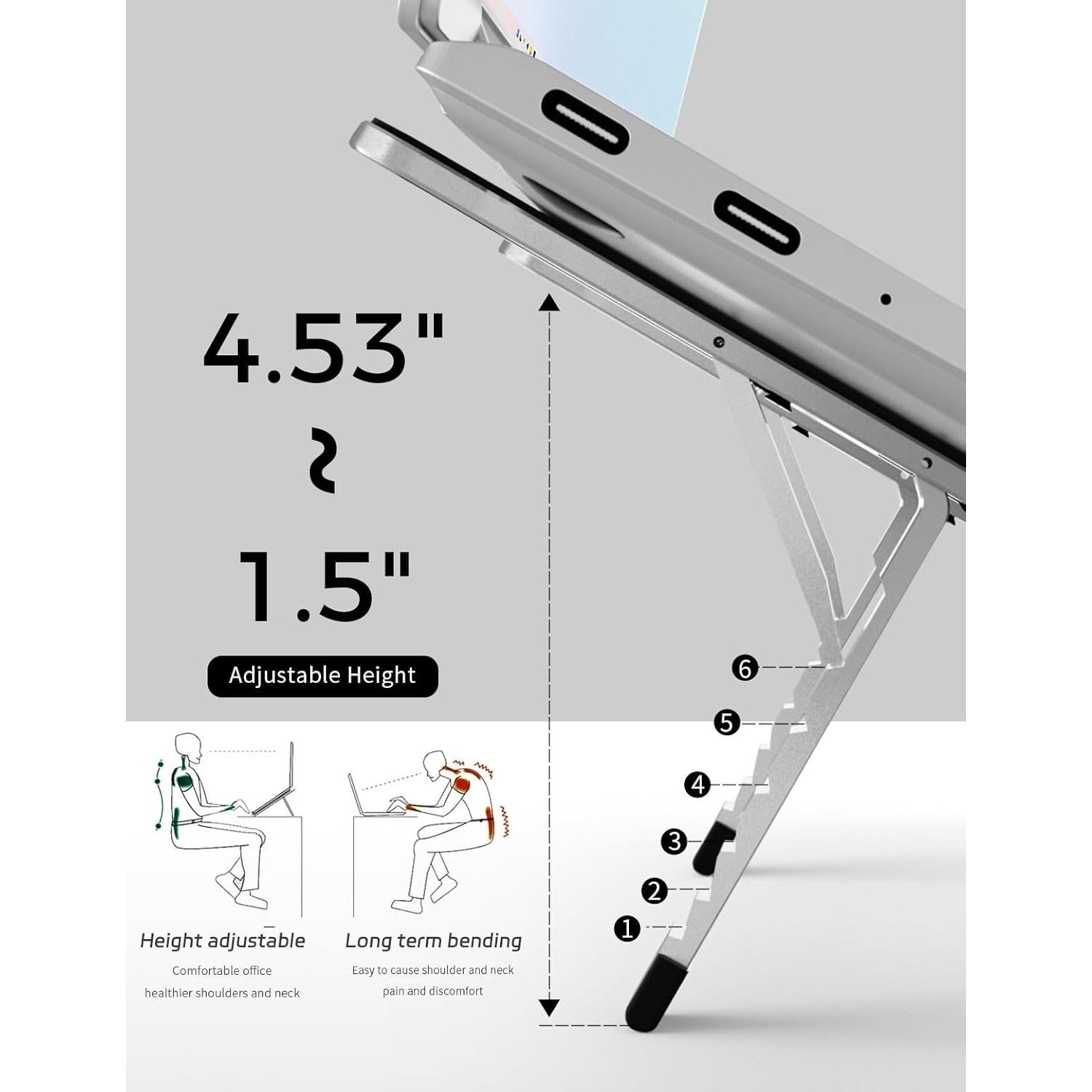 Soporte Plegable para Laptop Junfire - Aluminio Ergonómico 6 Niveles